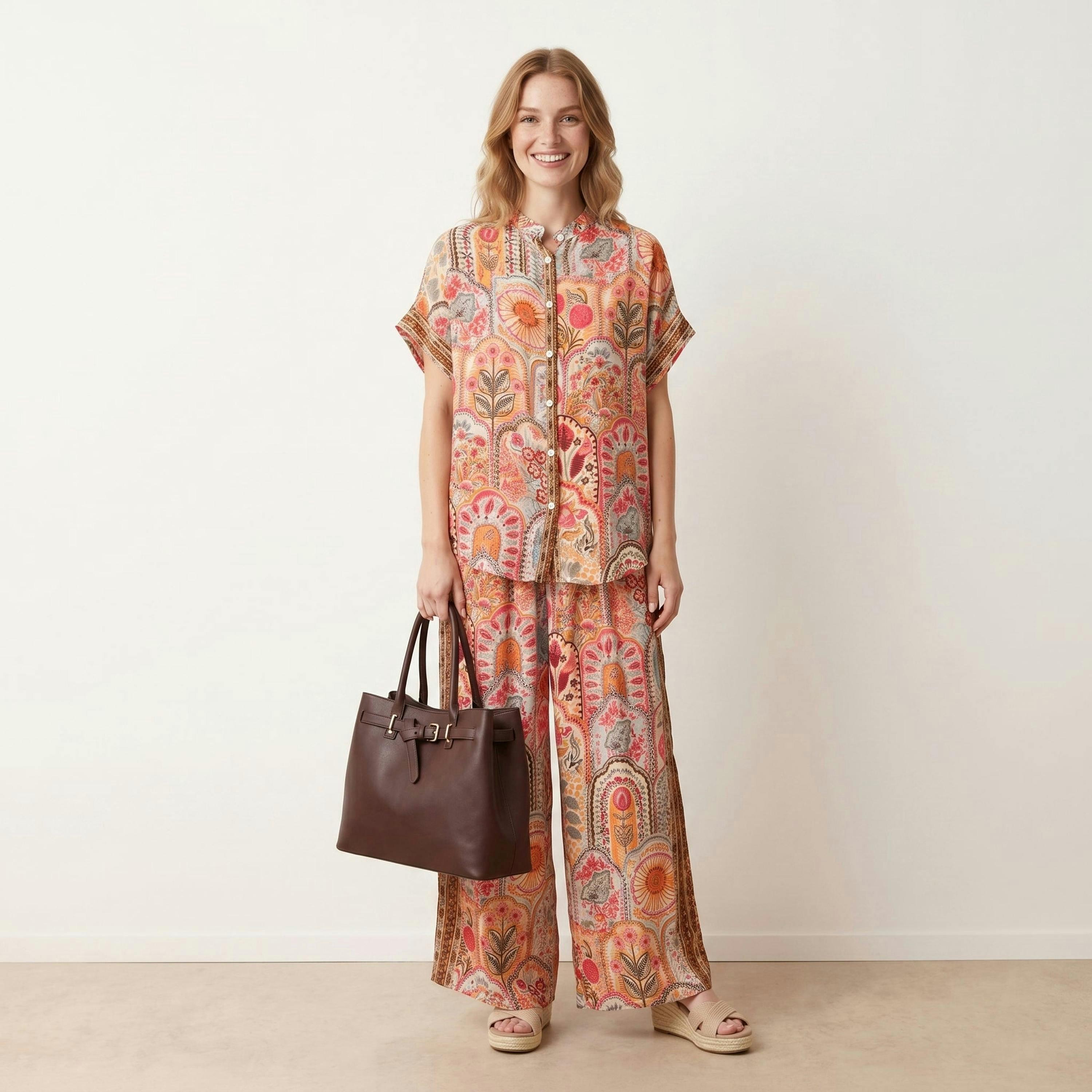 Blue Vanilla Shirt Trouser Co-Ord Set  in Multicolour , view 1 of 3