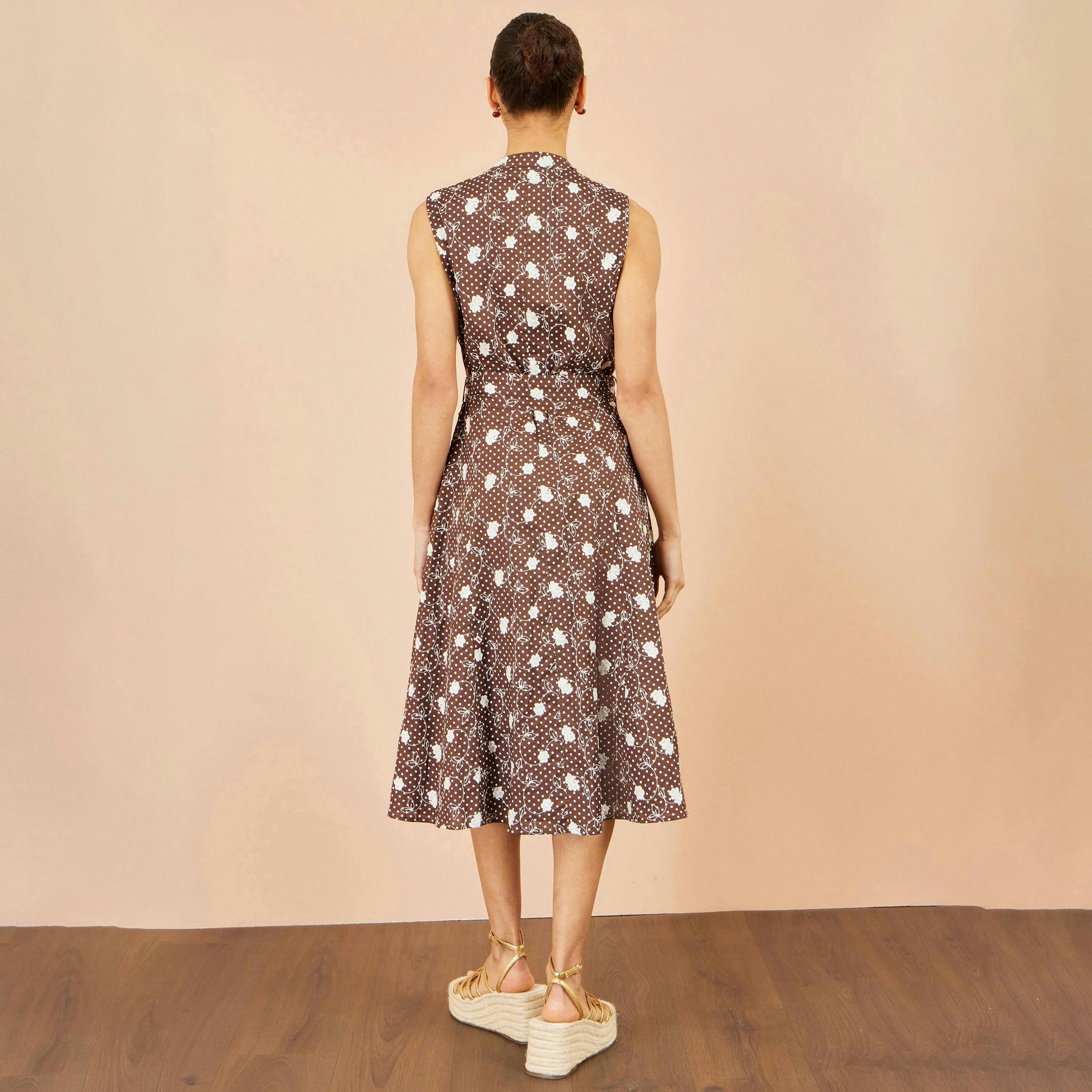 Yumi Brown Cotton Embroidery Shirt Dress , view 5 of 6