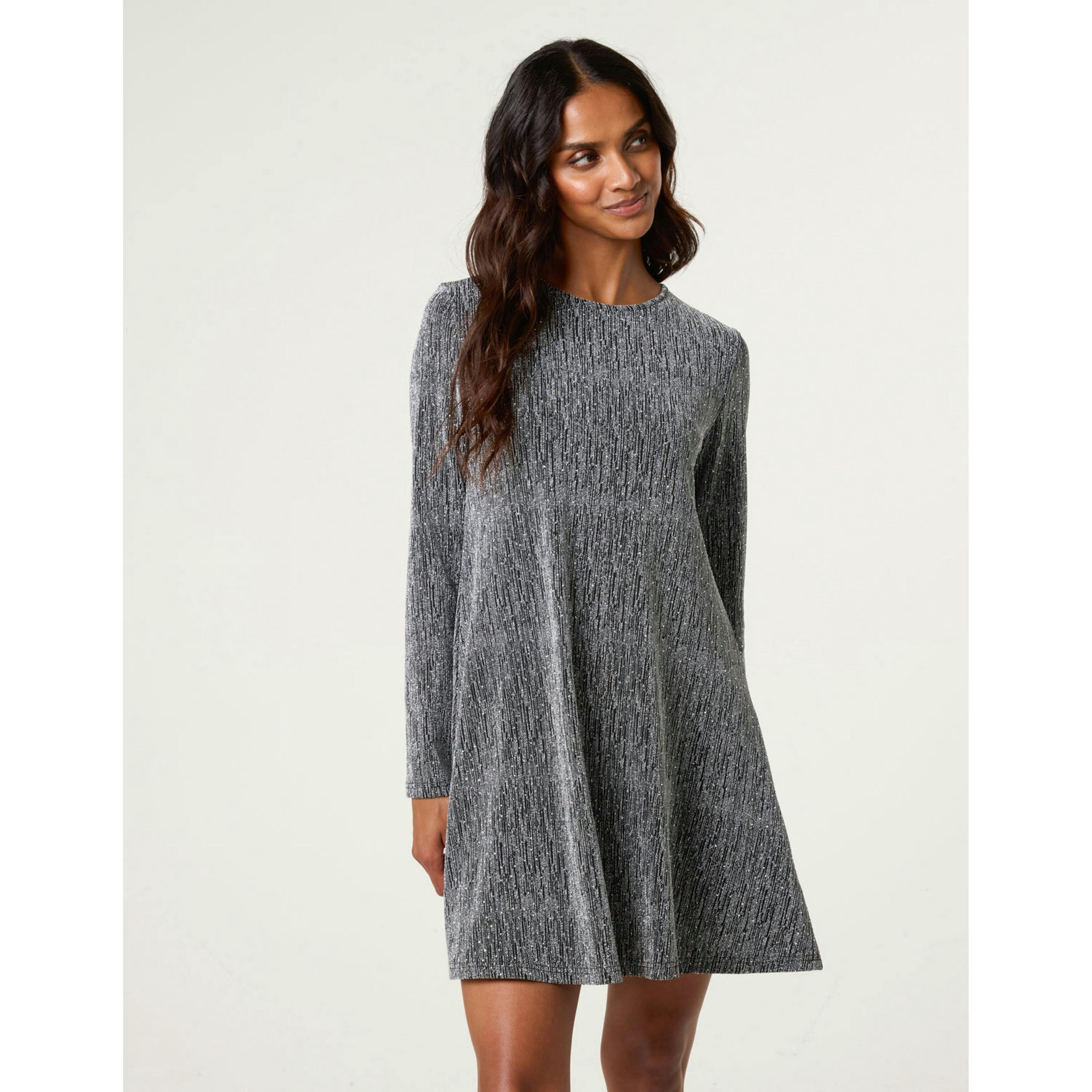 Blue Vanilla Metallic Diamante Swing Dress  in Black , view 1 of 4