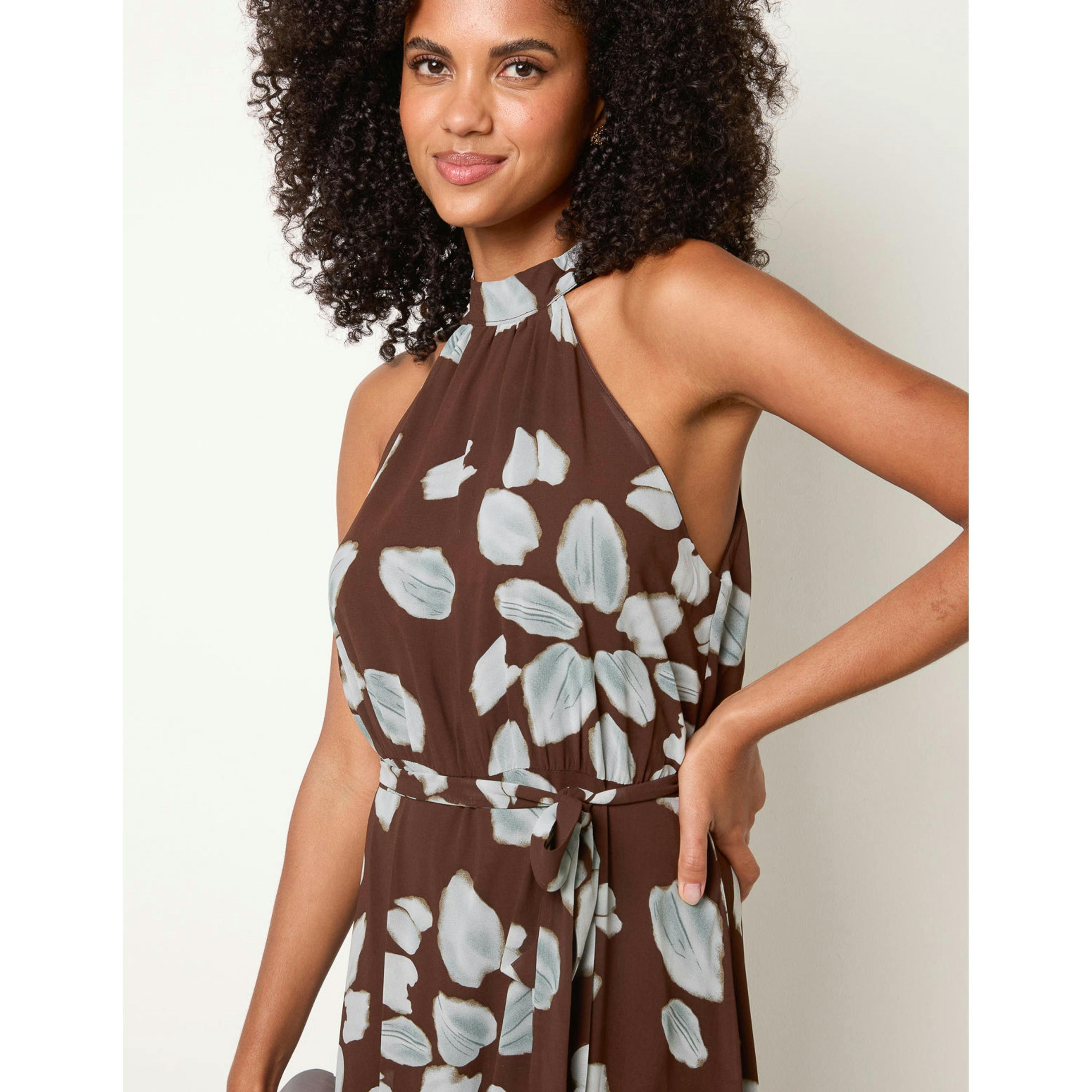 Blue Vanilla High Neck Maxi Dress  in Brown , view 4 of 4