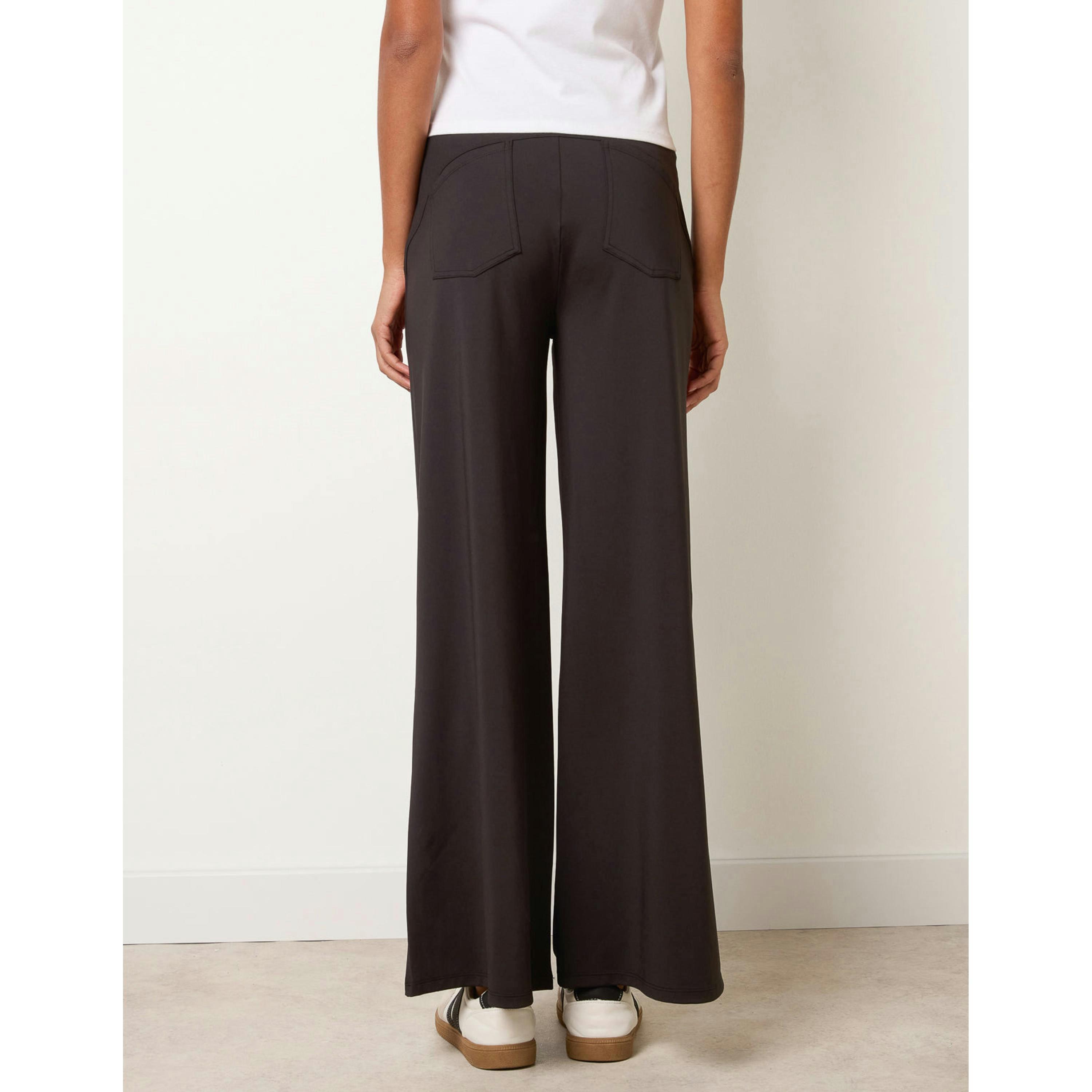 Blue Vanilla Wide Leg Soft Touch Trousers With Stretch  in Black , view 2 of 4