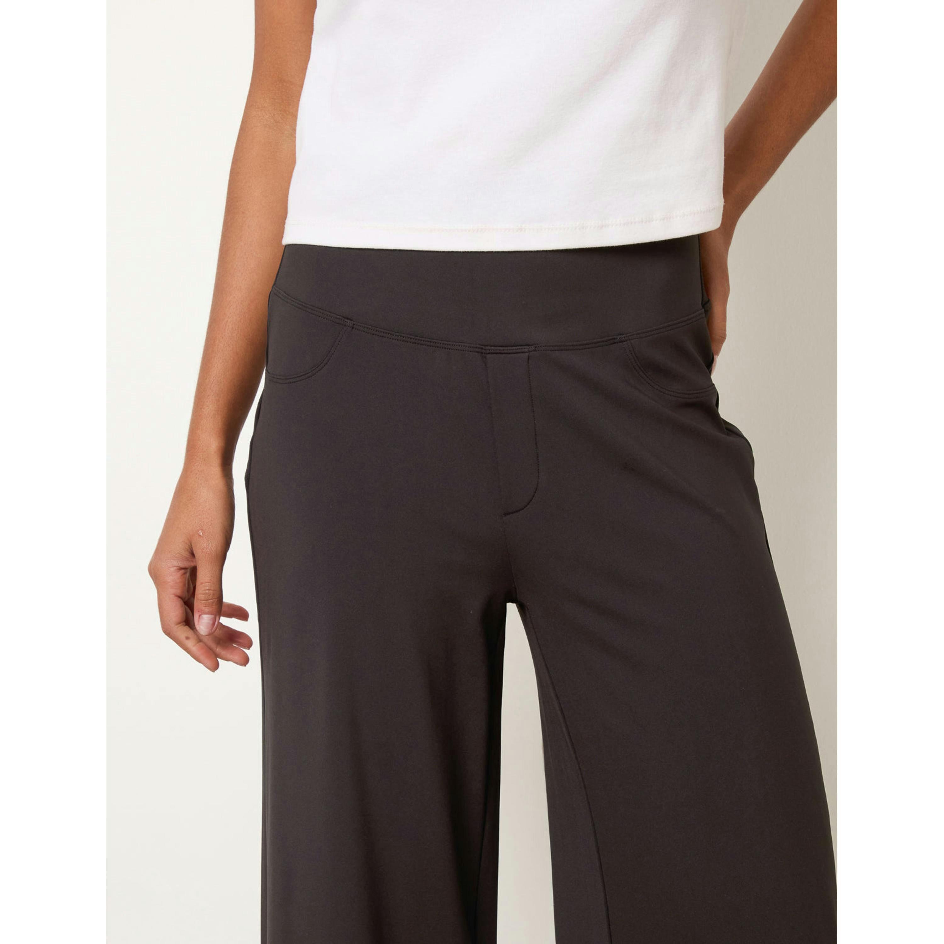Blue Vanilla Wide Leg Soft Touch Trousers With Stretch  in Black , view 3 of 4