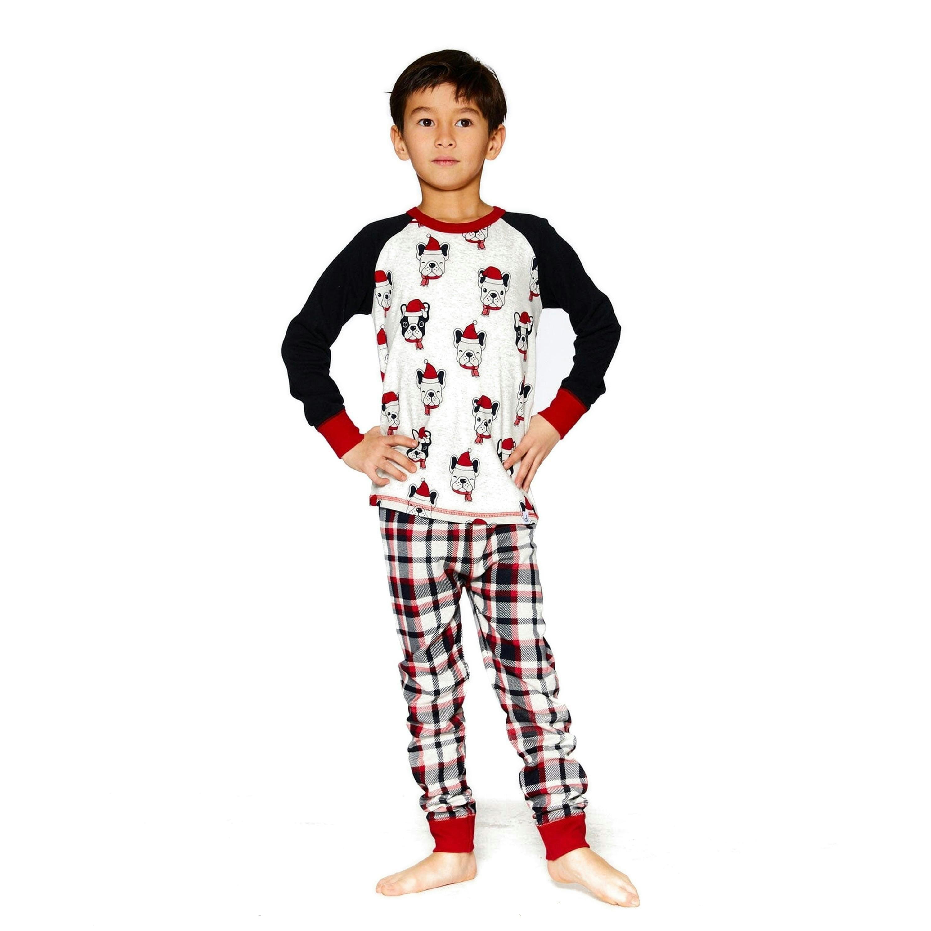 Organic Cotton Printed Dogs Two Piece Pajama Set Oatmeal Mix , view 2 of 5