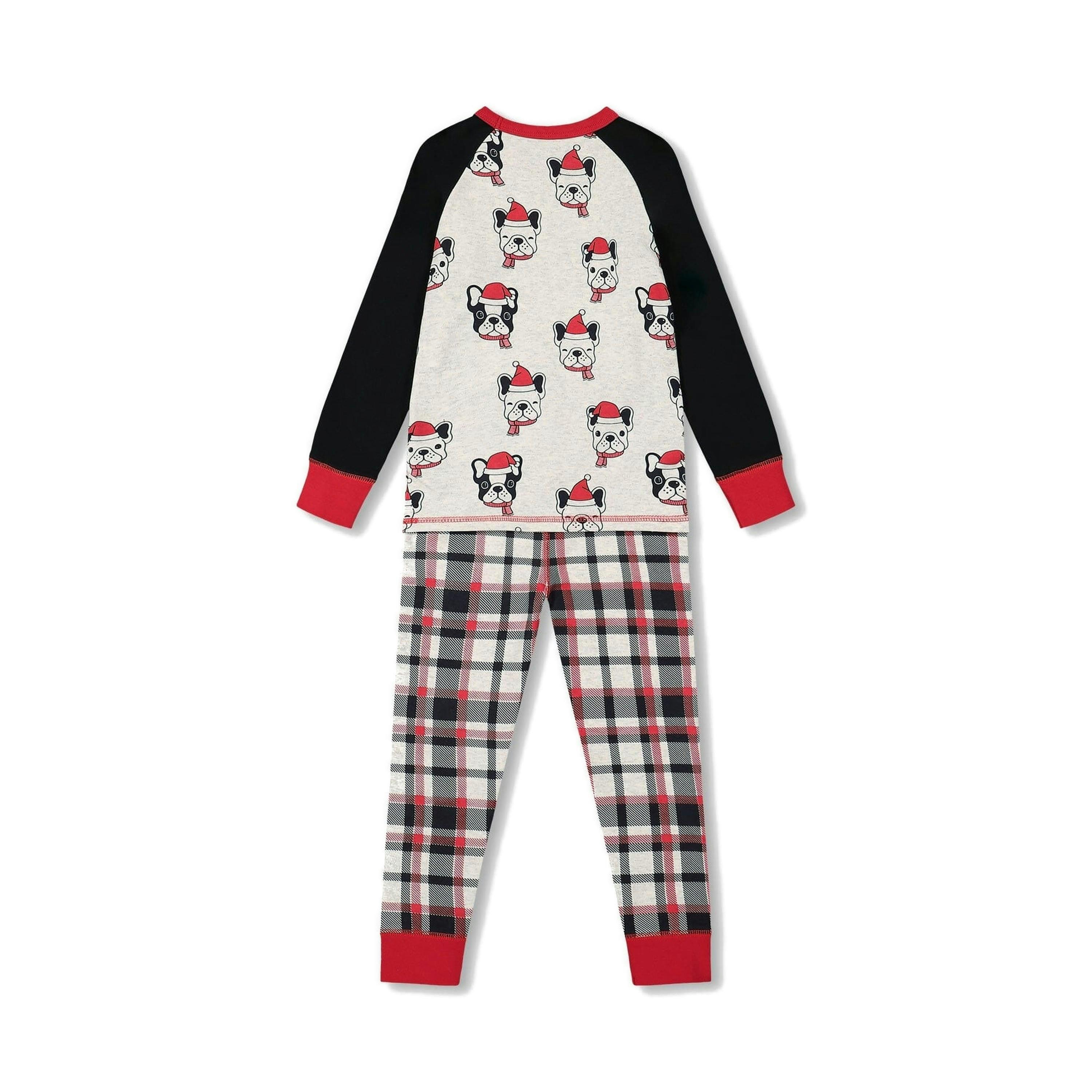 Organic Cotton Printed Dogs Two Piece Pajama Set Oatmeal Mix , view 3 of 5