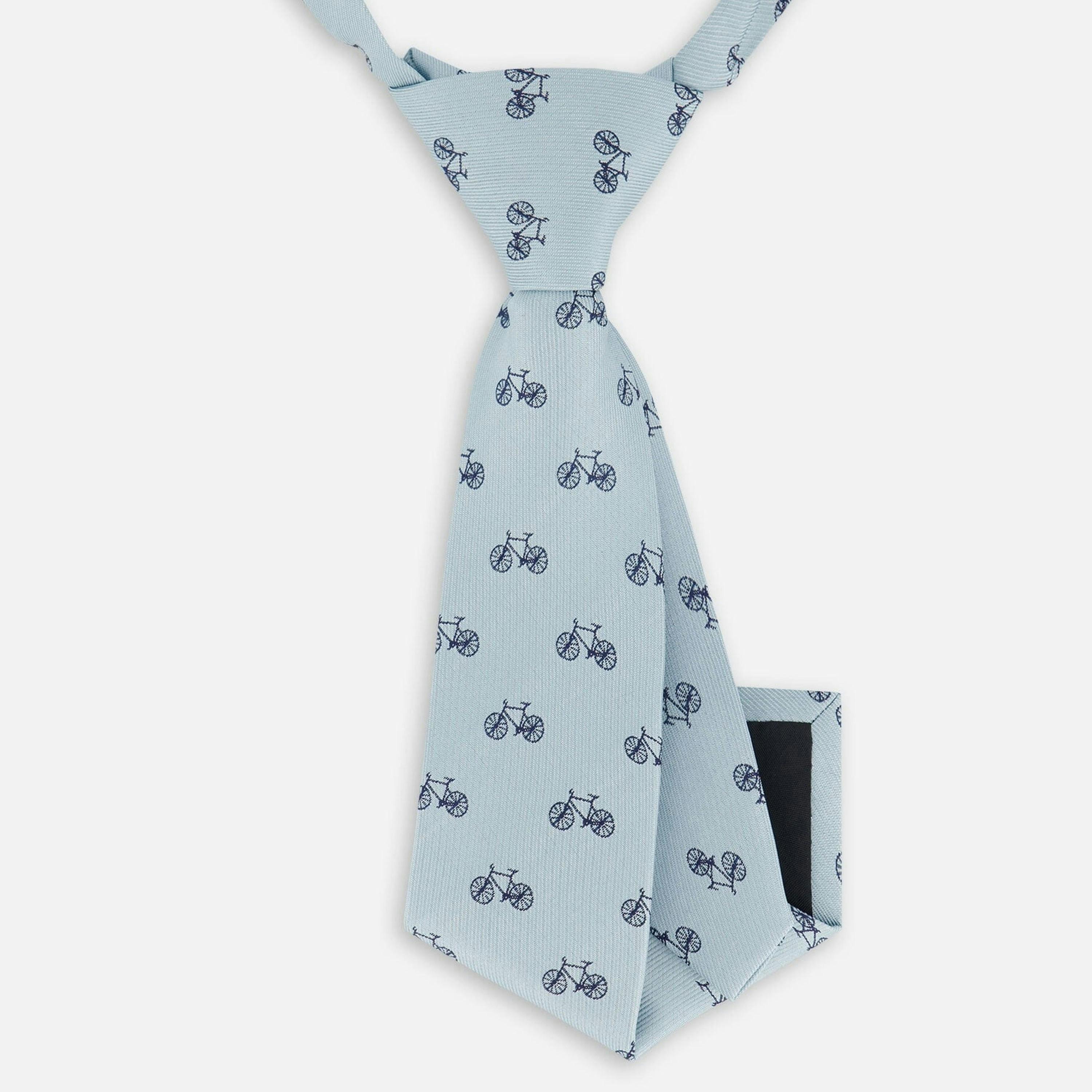 Neck Tie Pale Blue With Bicycle , view 2 of 3