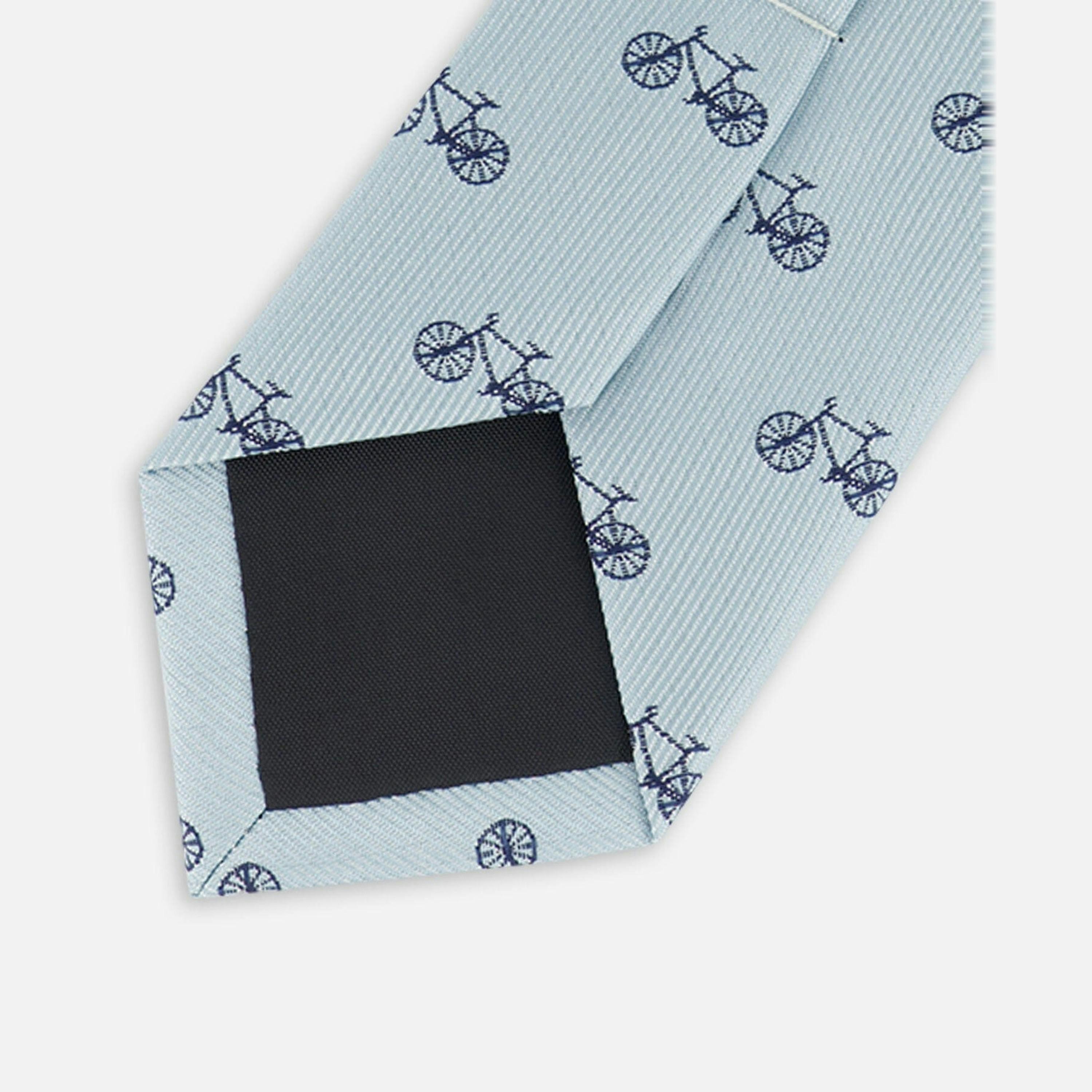 Neck Tie Pale Blue With Bicycle , view 3 of 3
