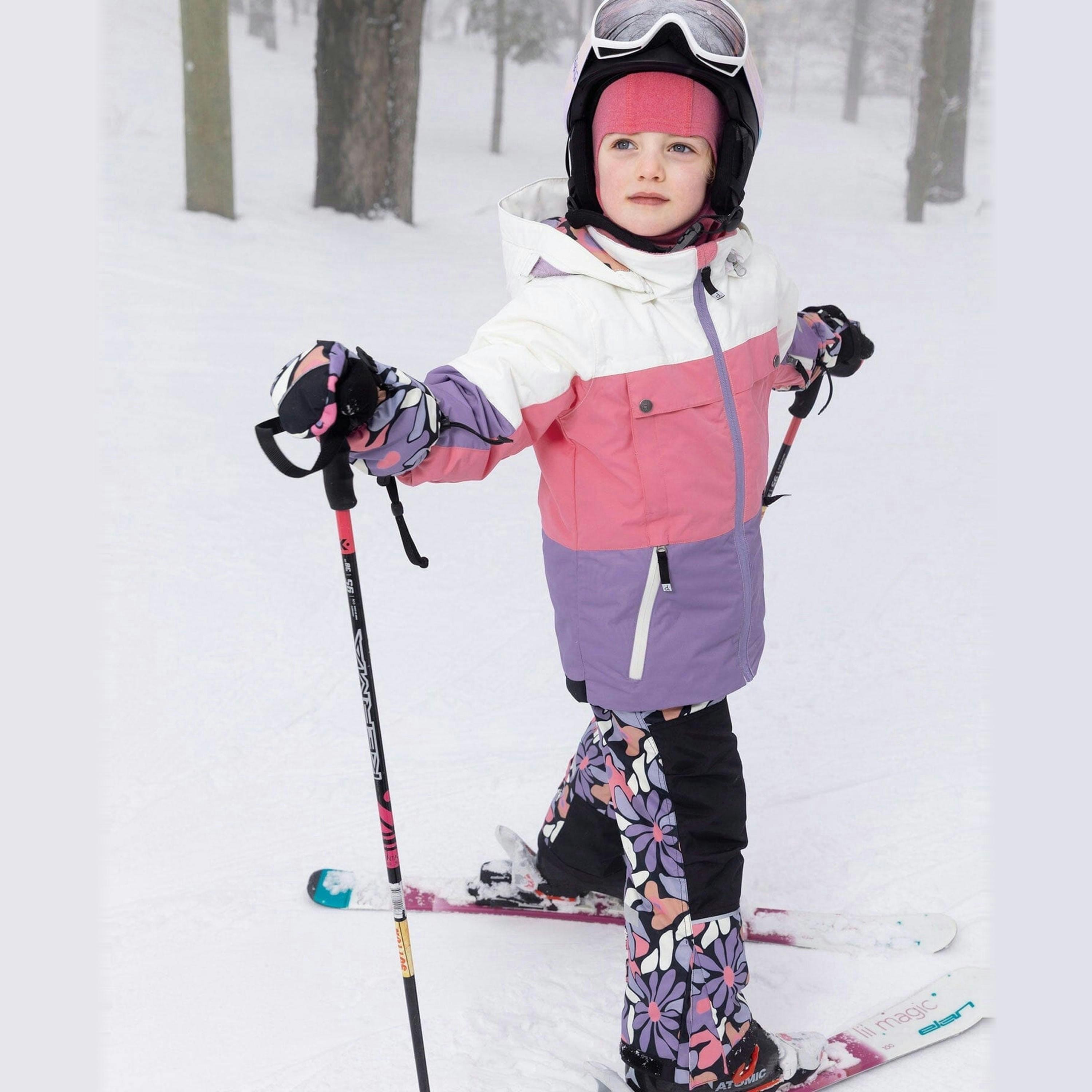 Two-Piece Teknik Snowsuit Black Retro Flower Print , view 2 of 6