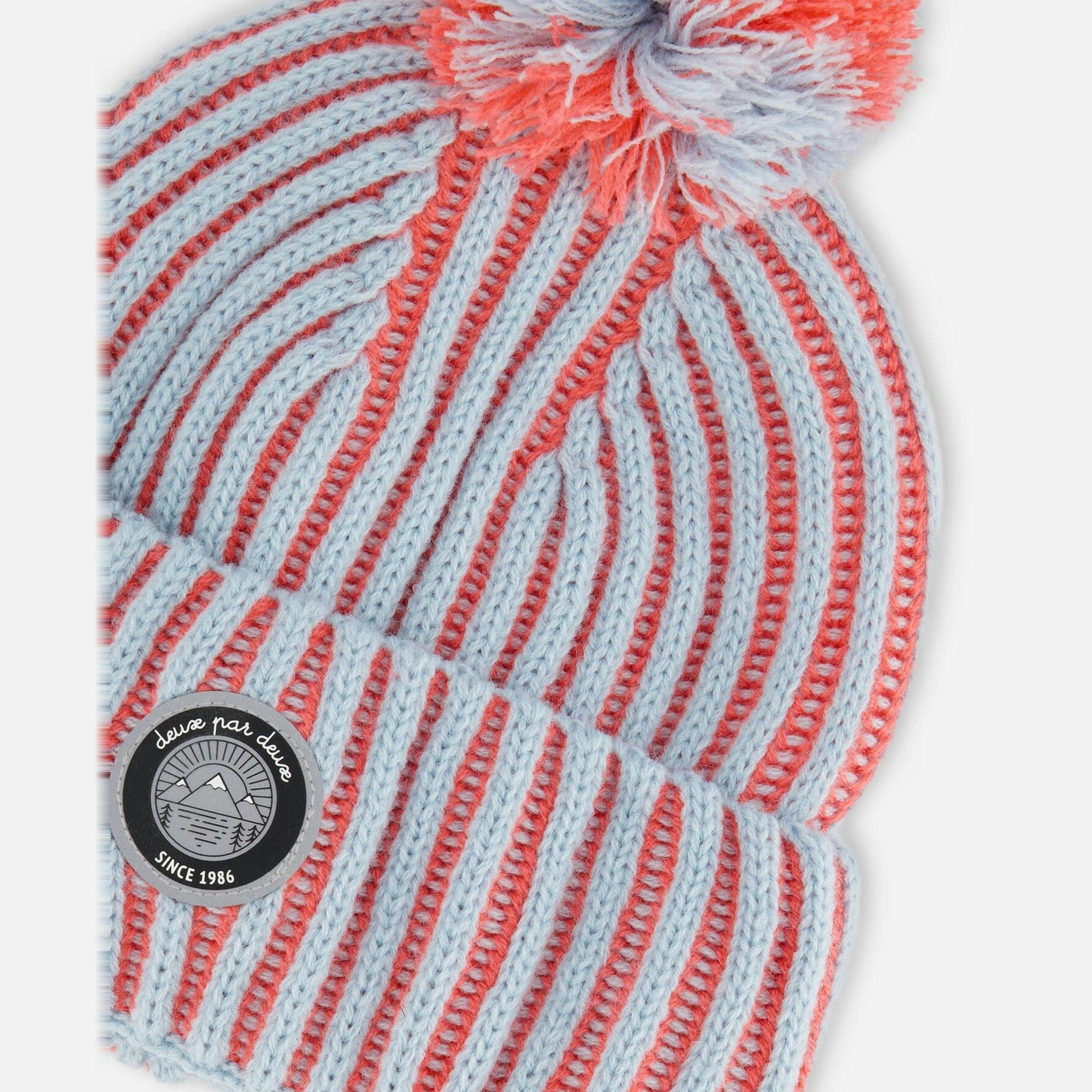 Knit Hat Air Blue And Coral , view 4 of 5