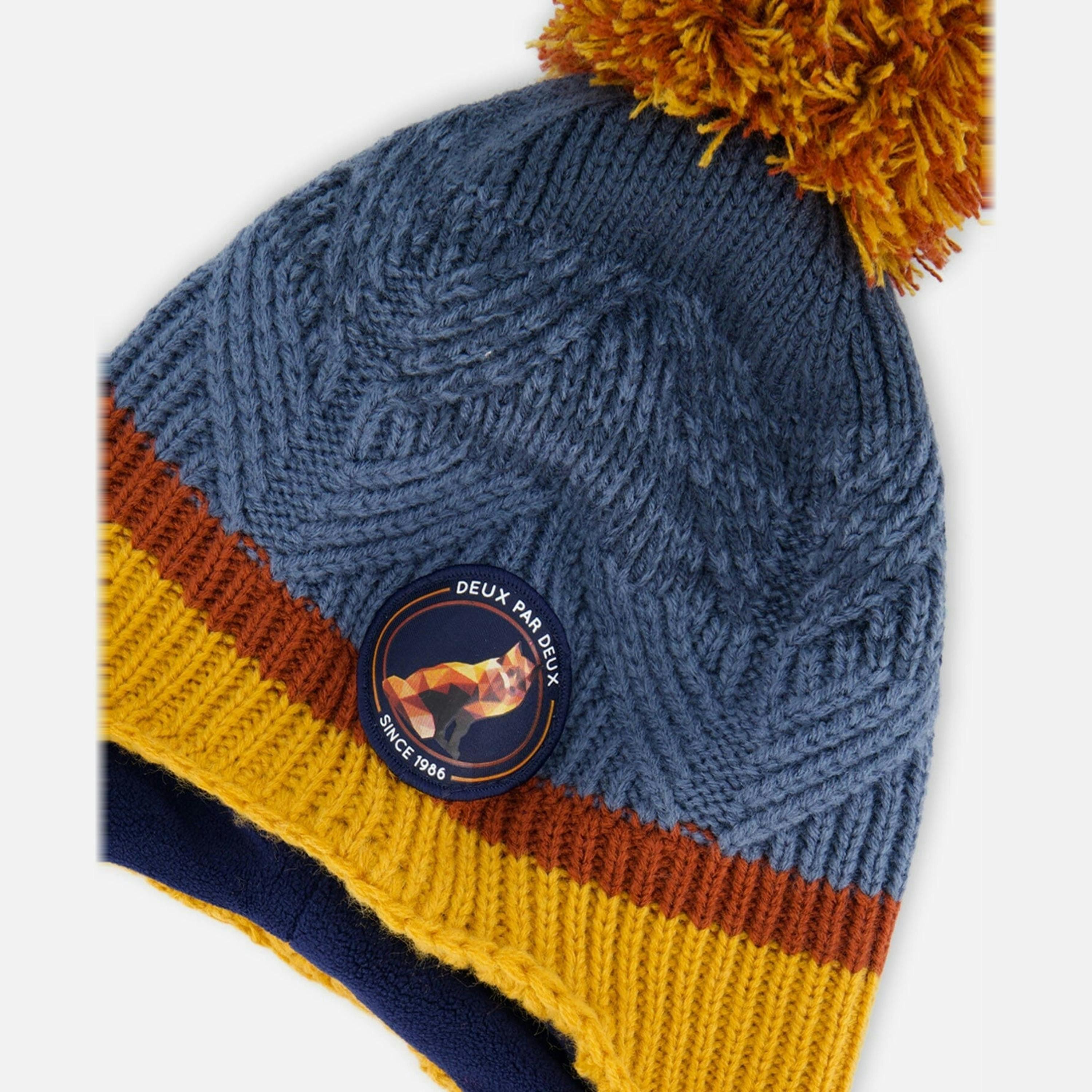 Peruvian Knit Hat Gradient Navy And Yellow , view 4 of 5