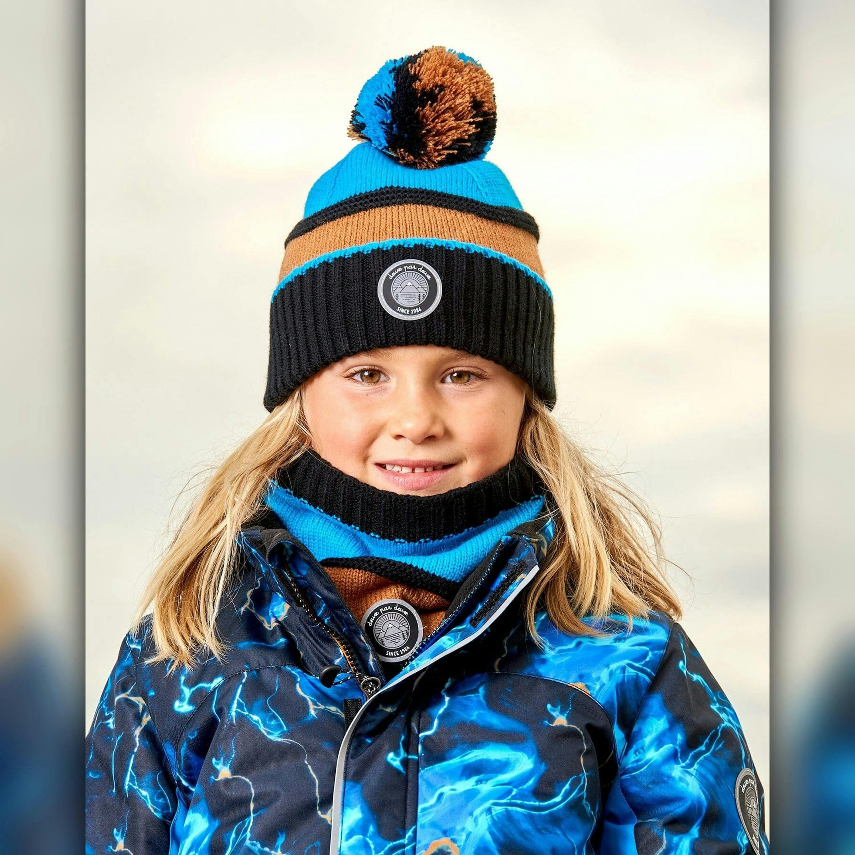 Knit Hat Blue, Black And Spice , view 2 of 5
