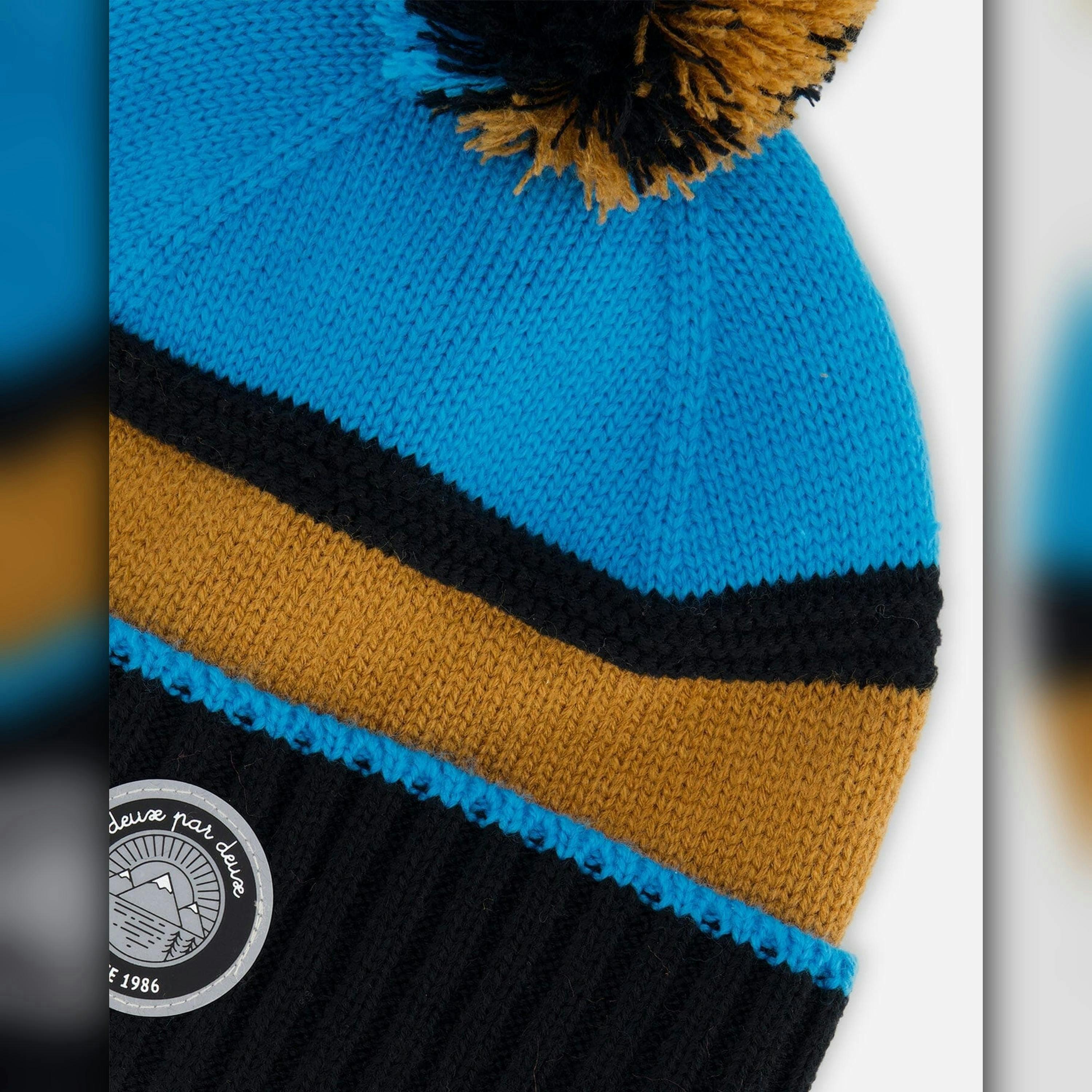 Knit Hat Blue, Black And Spice , view 4 of 5