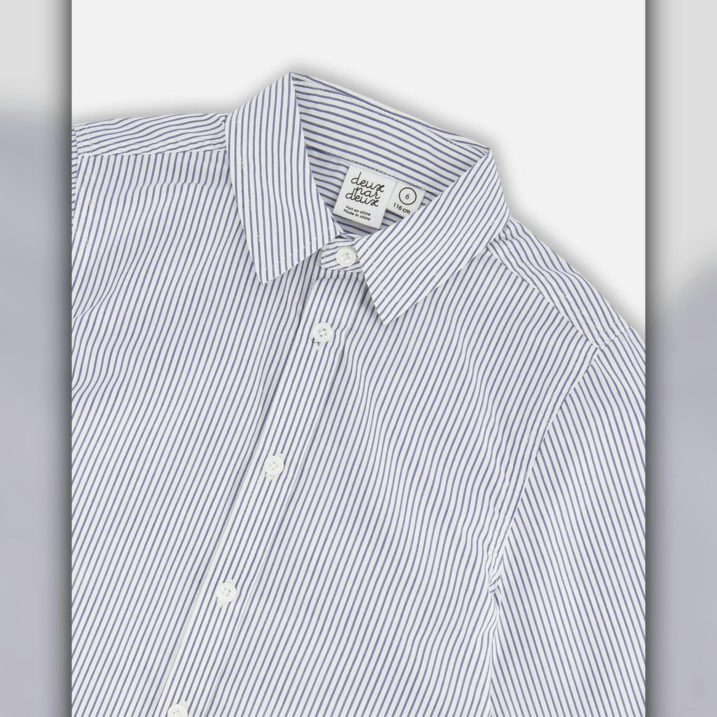 Long Sleeve Button Down Shirt Navy Blue Stripes , view 4 of 4