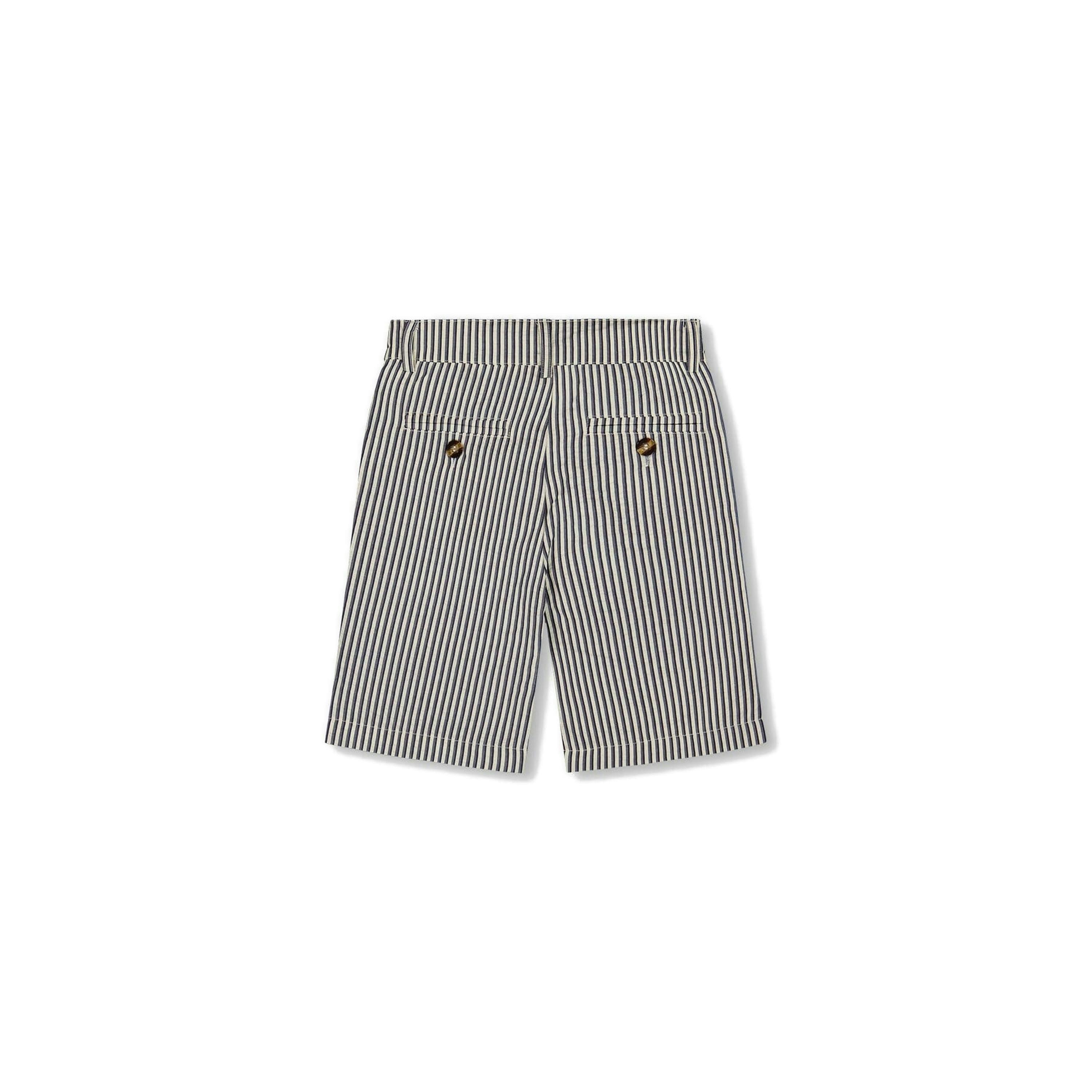 Slant Pocket Bermuda Shorts Navy Blue Striped , view 2 of 3