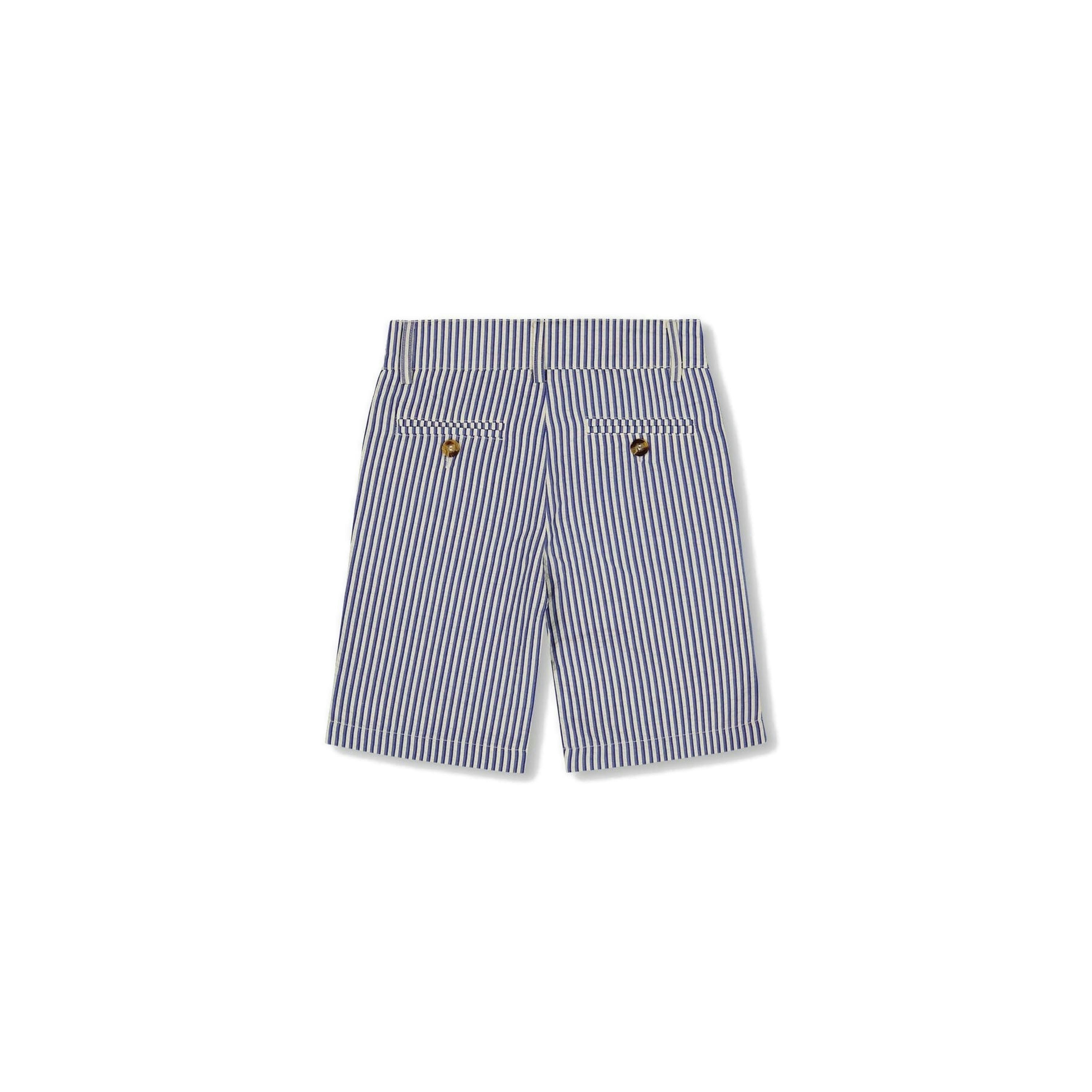 Slant Pocket Bermuda Shorts Royal Blue Striped , view 2 of 3