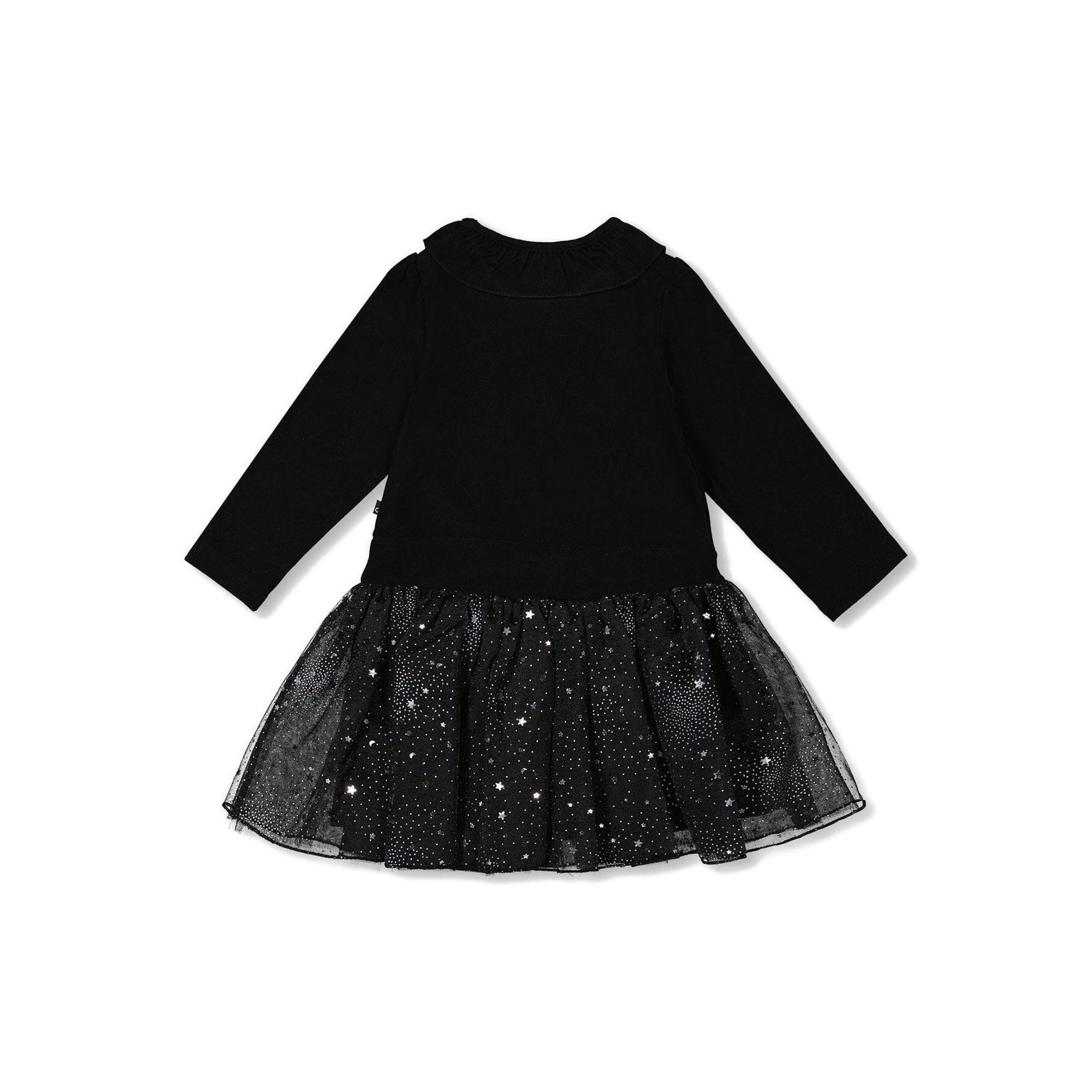 Bi-Material Dress With Glittering Skirt Black , view 3 of 5