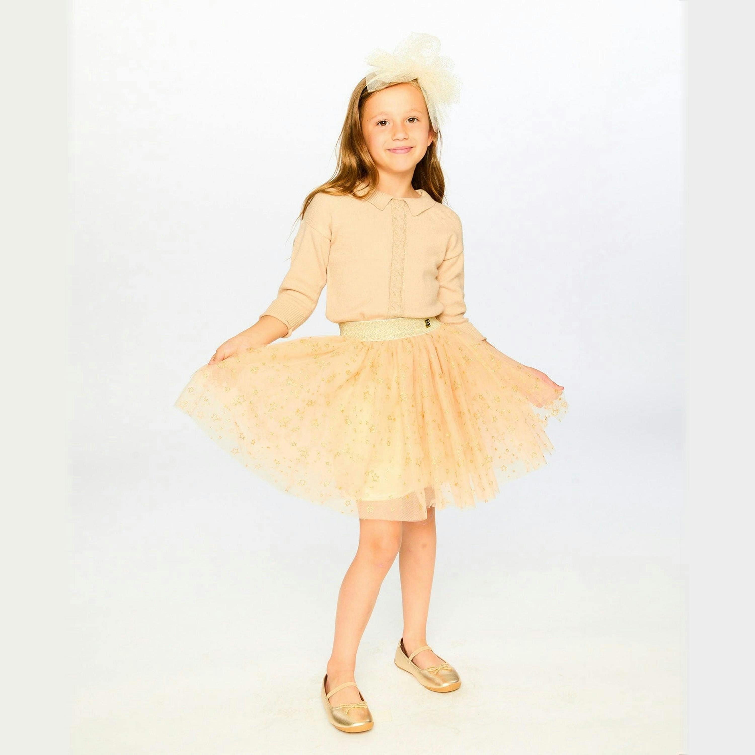 Glittering Mesh Skirt Party Dress Beige , view 4 of 6