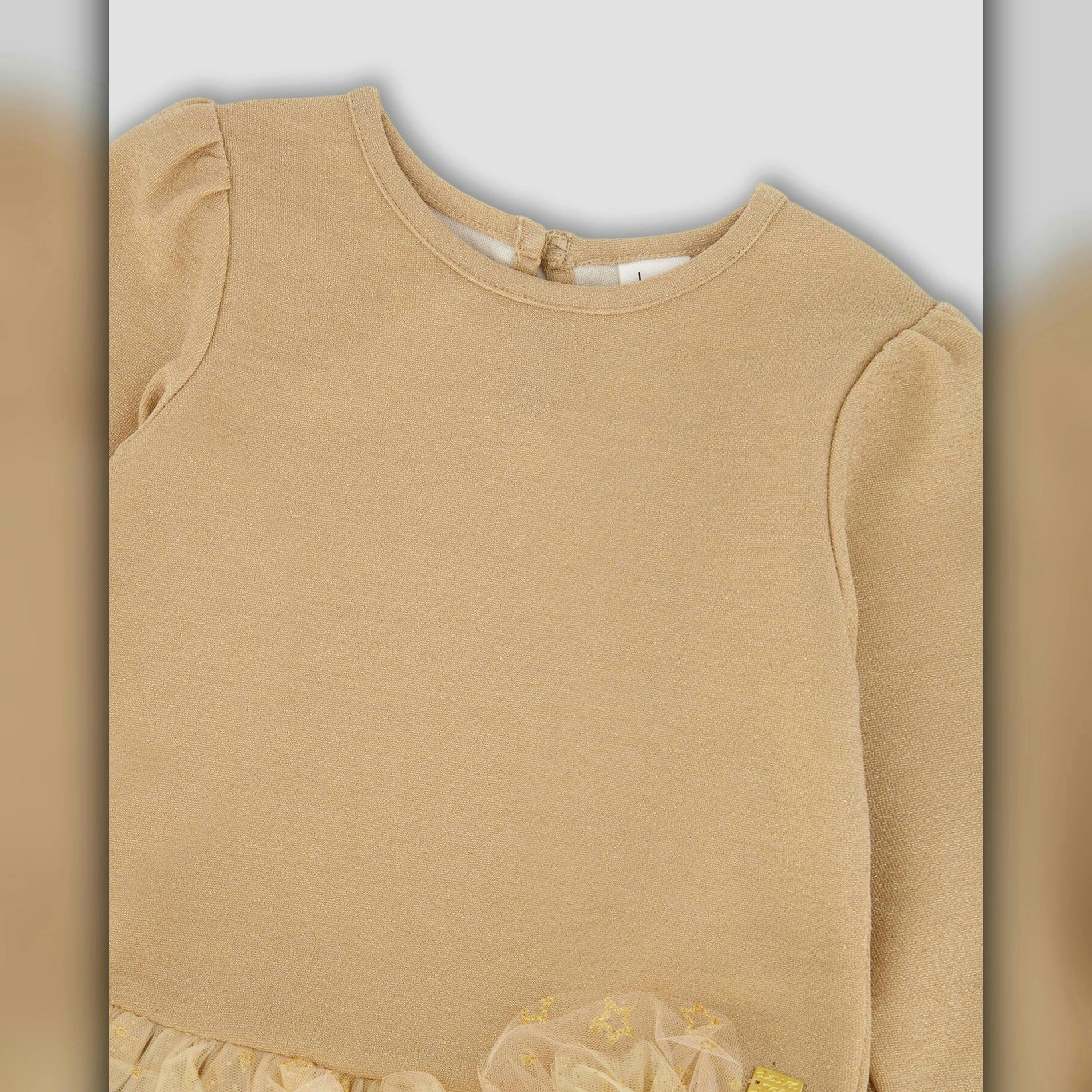 Glittering Mesh Skirt Party Dress Beige , view 5 of 6