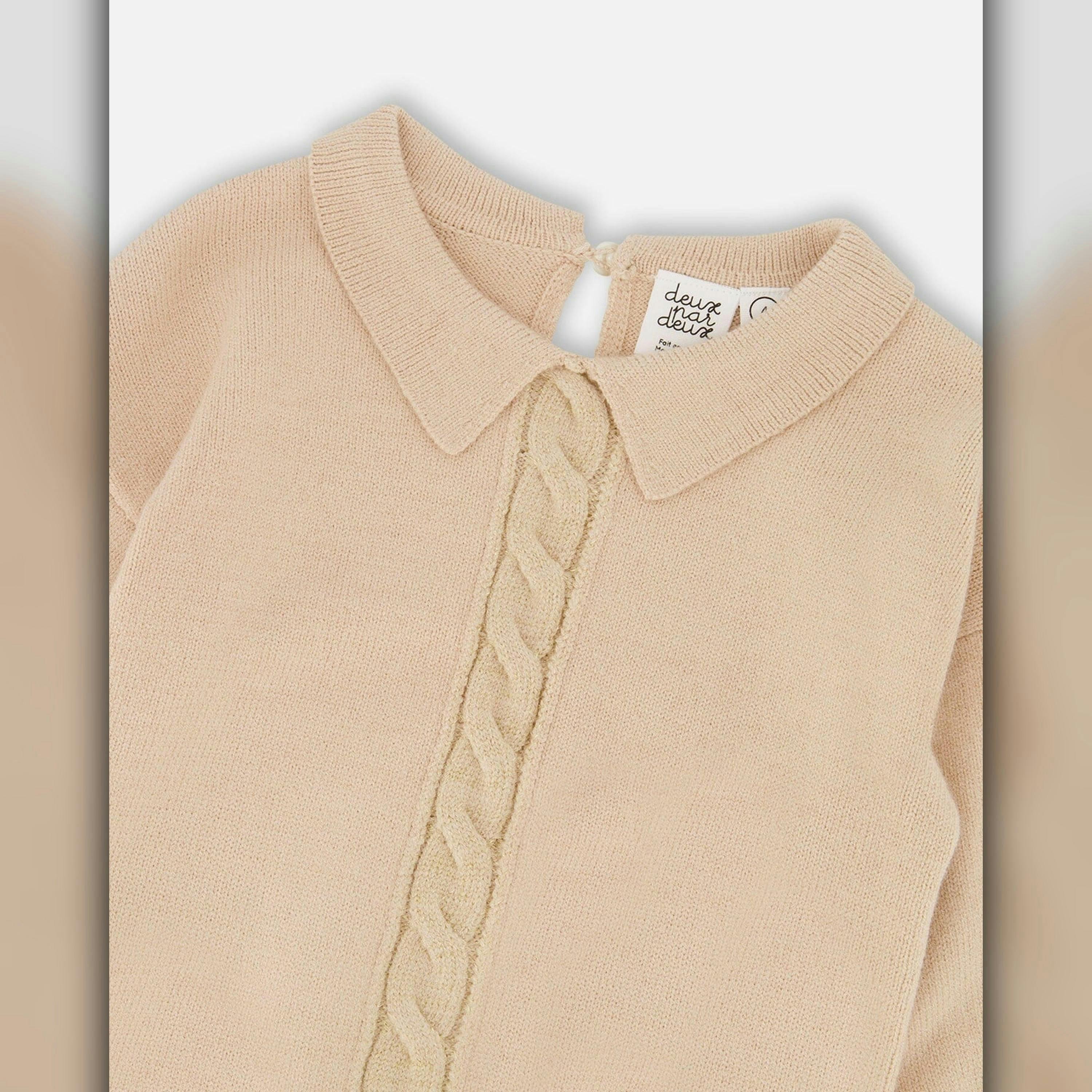 3/4 Sleeve Knitted Sweater Beige , view 4 of 5