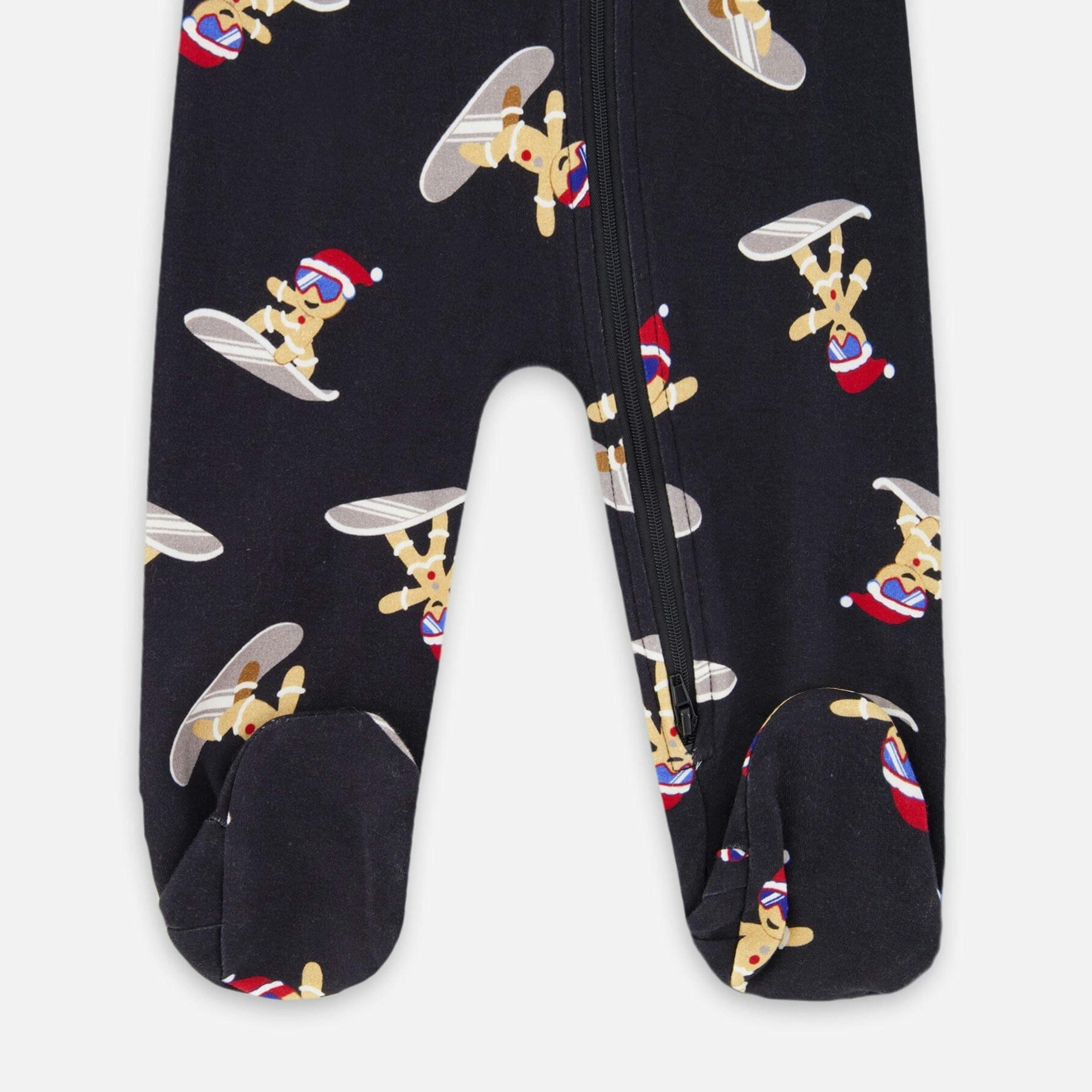 One-Piece Organic Cotton Pajama Black Cookie Print , view 3 of 4