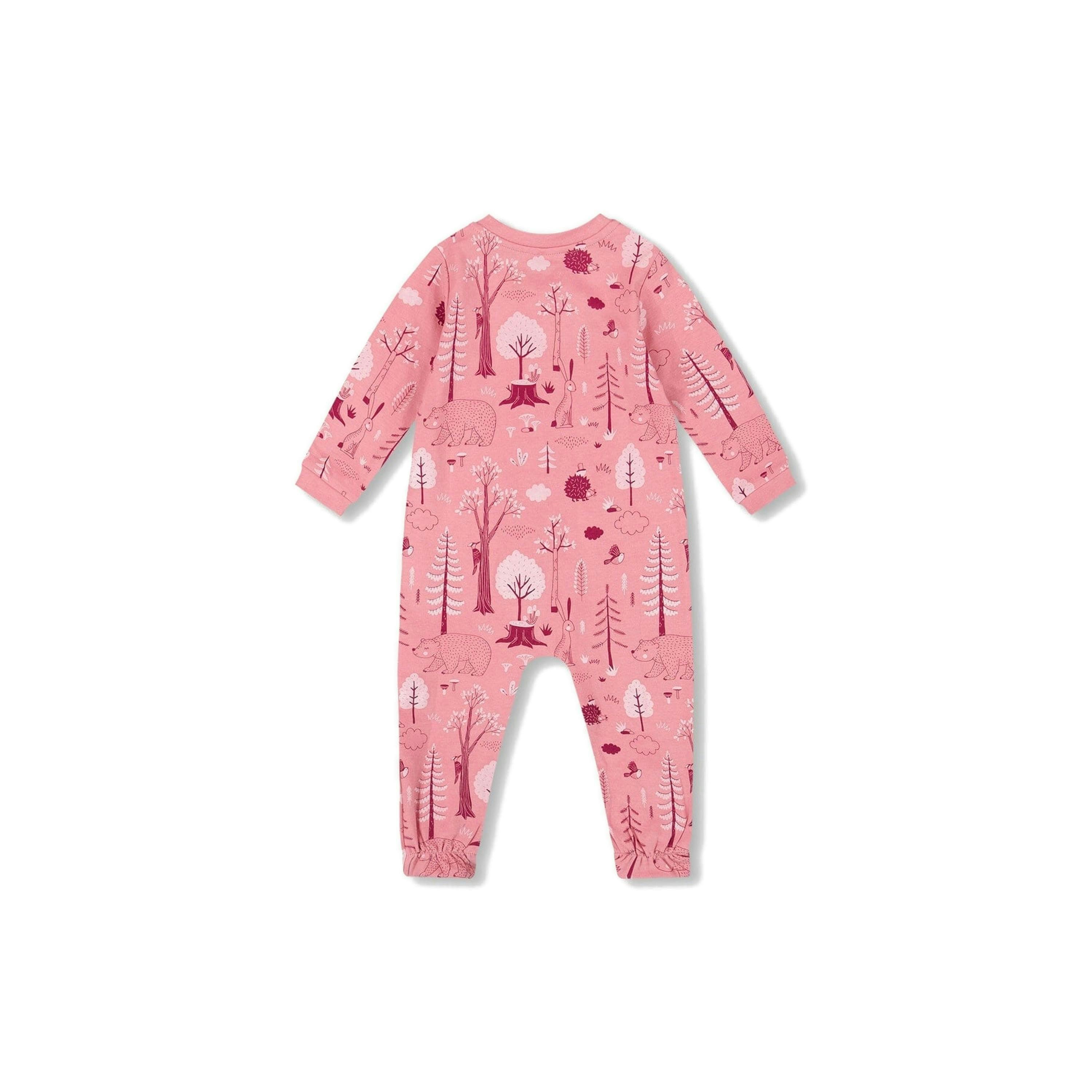 One-Piece Organic Cotton Pajama Pink Forest , view 2 of 4