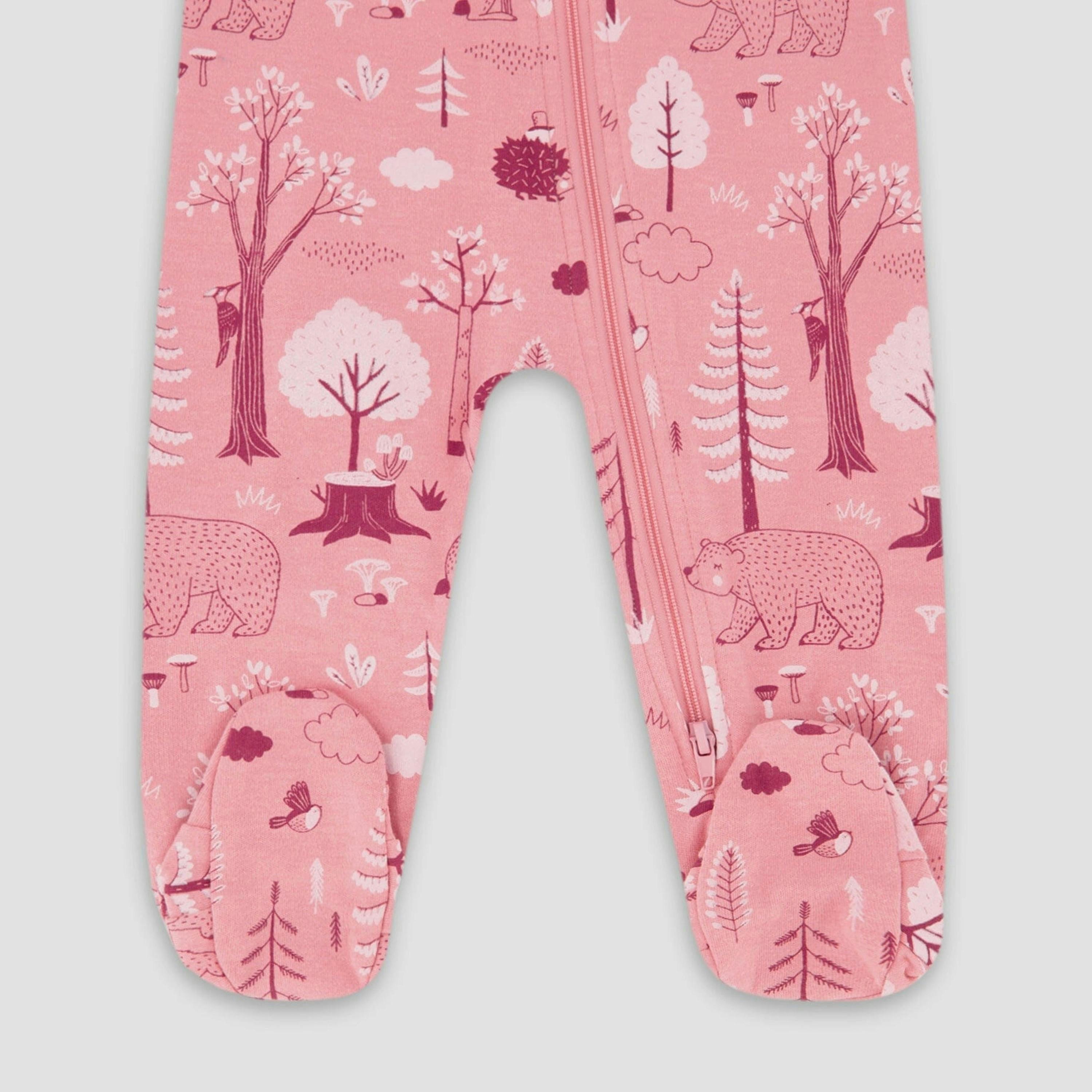 One-Piece Organic Cotton Pajama Pink Forest , view 3 of 4