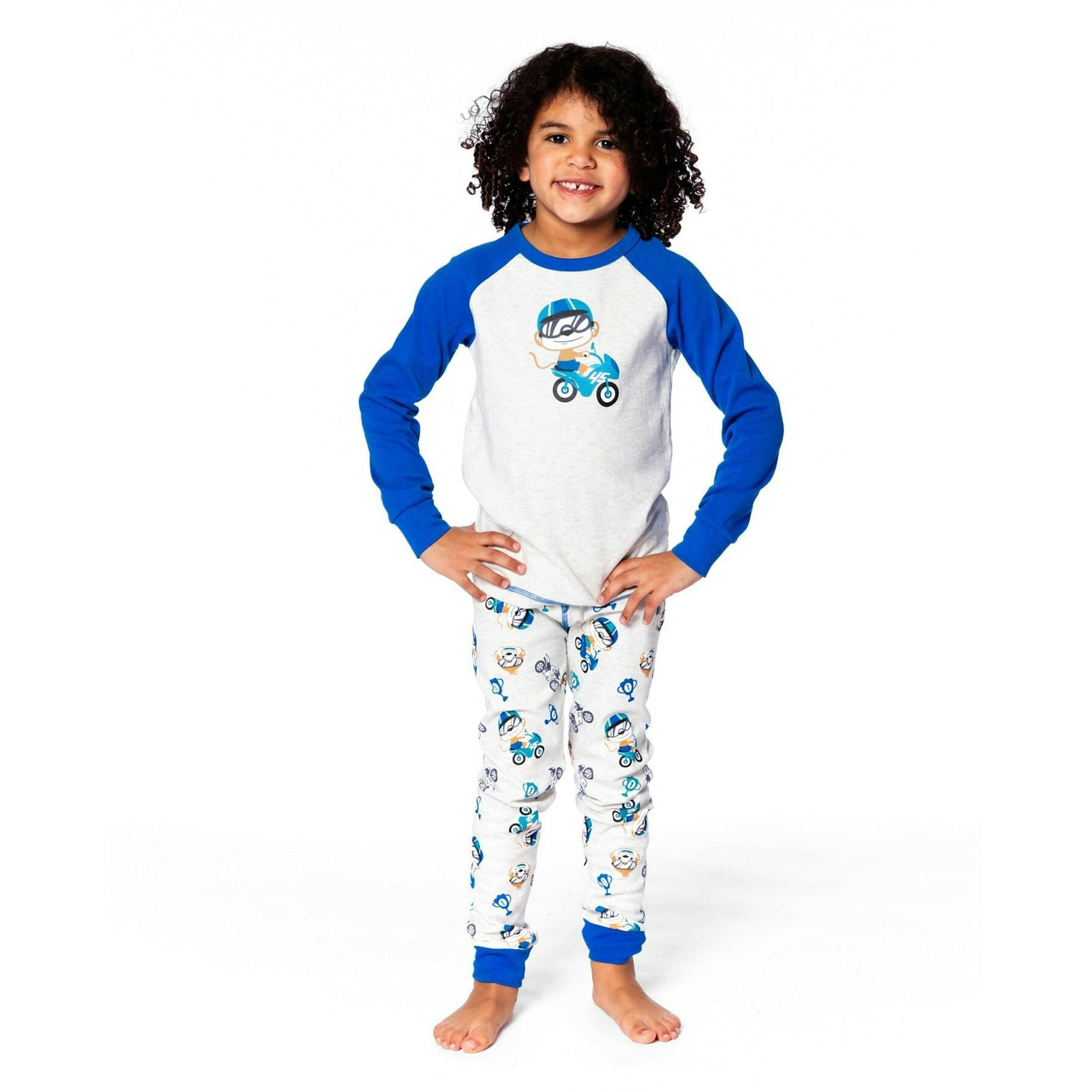 Two-Piece Organic Cotton Pajama Set Beige Monkey Print , view 2 of 6