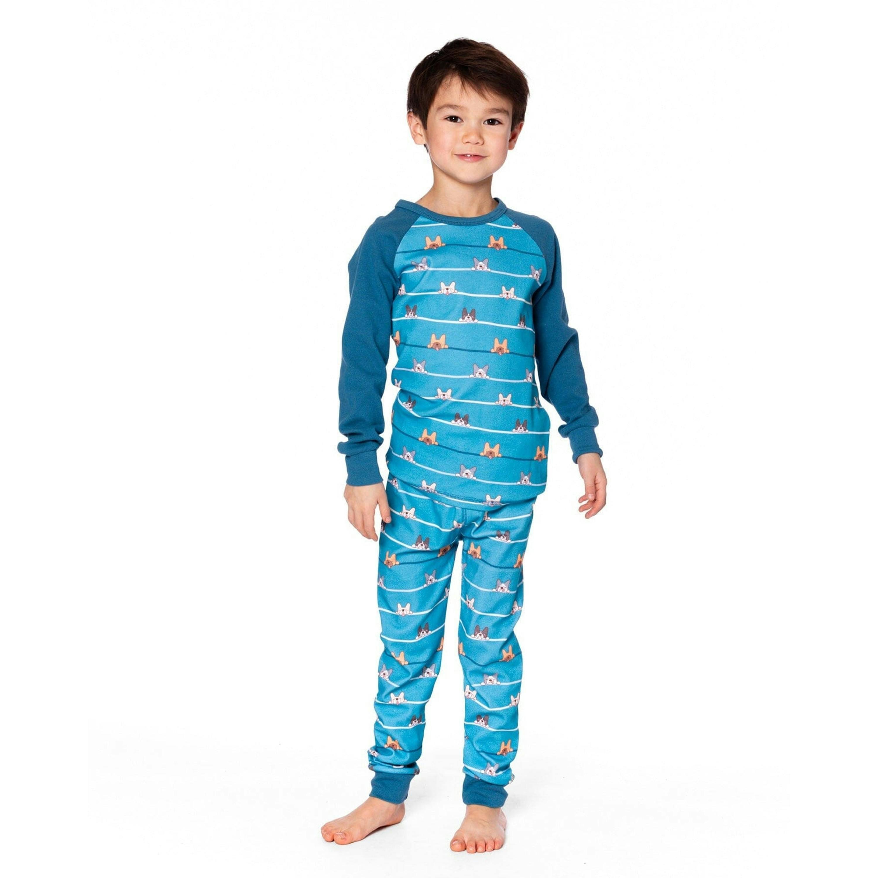 Two-Piece Organic Cotton Pajama Set Blue Dog Print , view 2 of 6