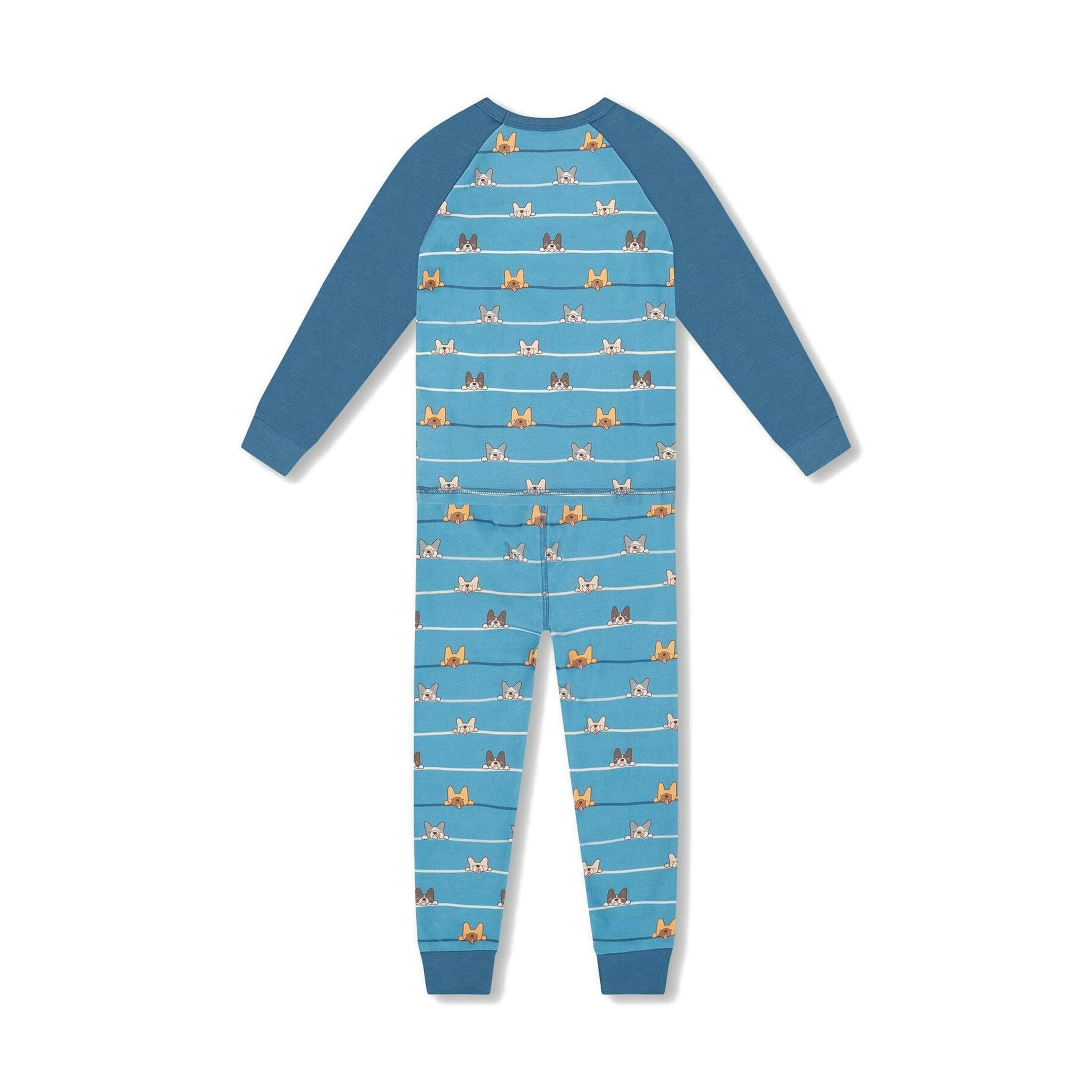 Two-Piece Organic Cotton Pajama Set Blue Dog Print , view 3 of 6