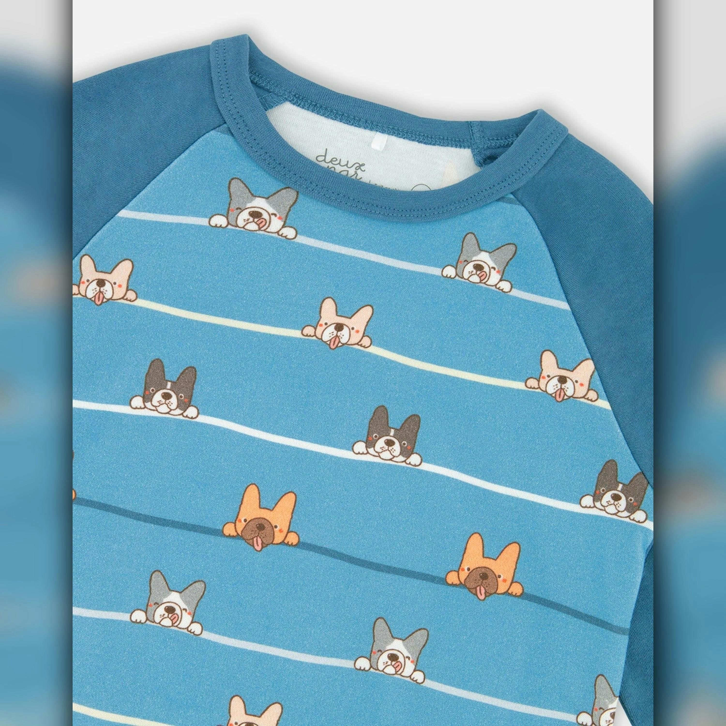 Two-Piece Organic Cotton Pajama Set Blue Dog Print , view 4 of 6