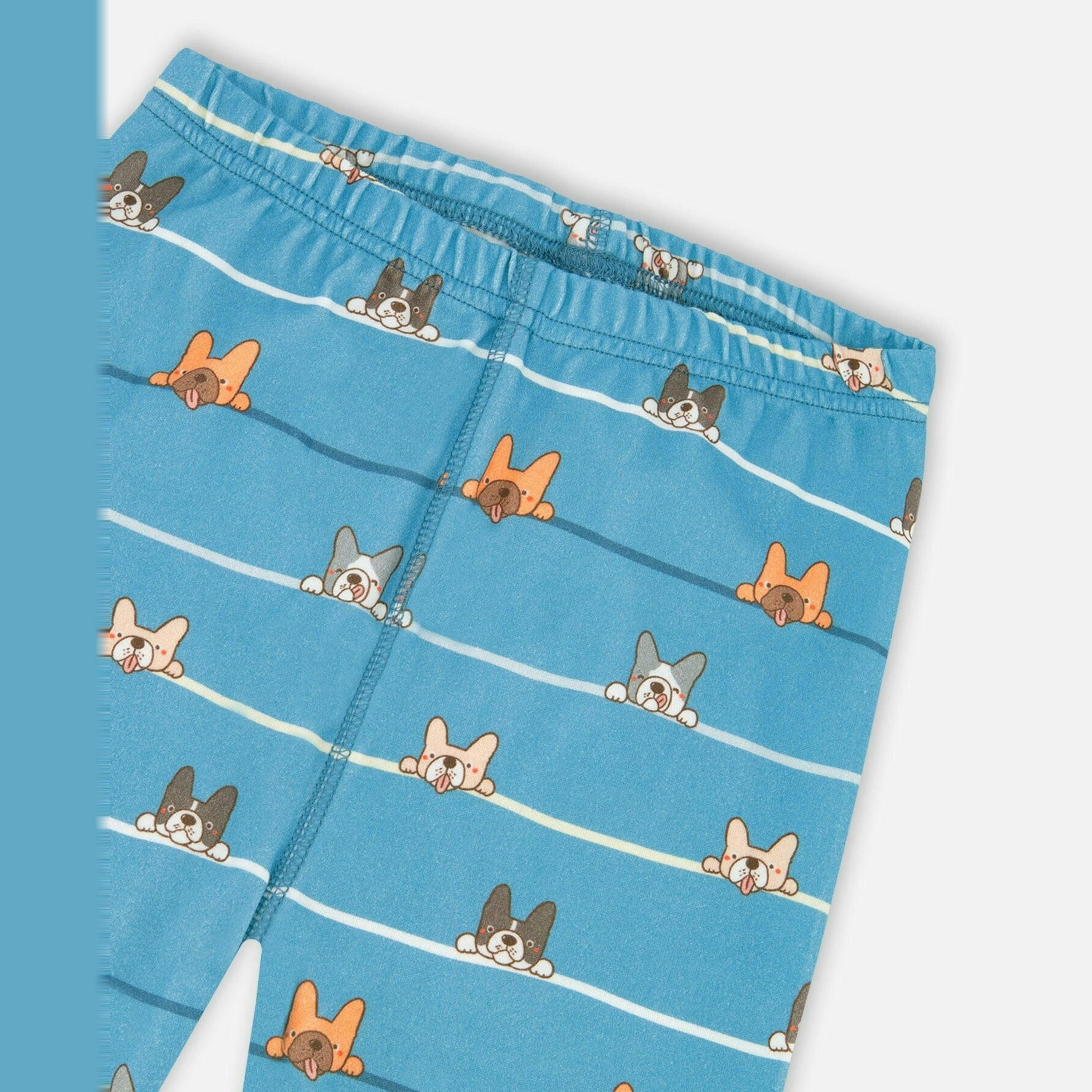 Two-Piece Organic Cotton Pajama Set Blue Dog Print , view 5 of 6