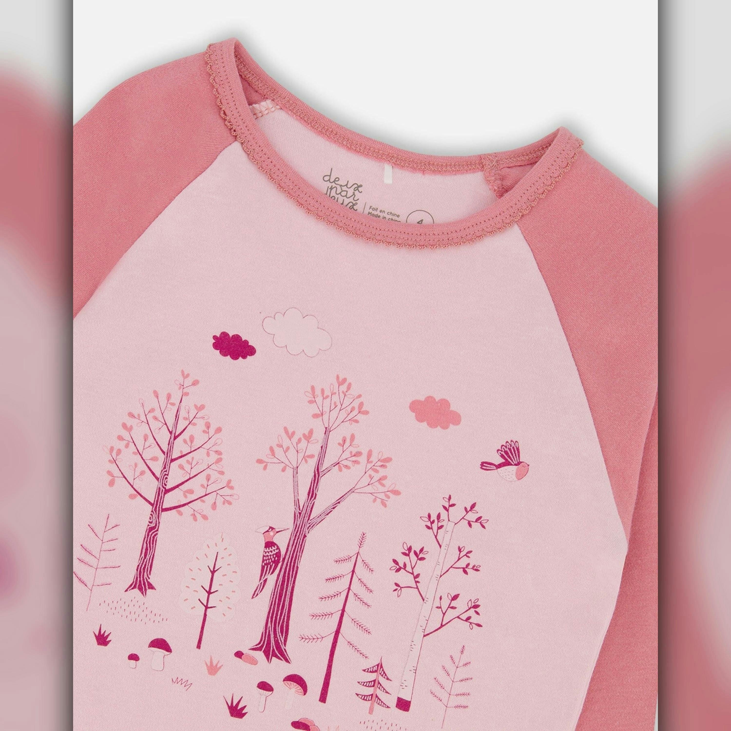 Organic Cotton Two-Piece Pajamas Pink Forest , view 4 of 6