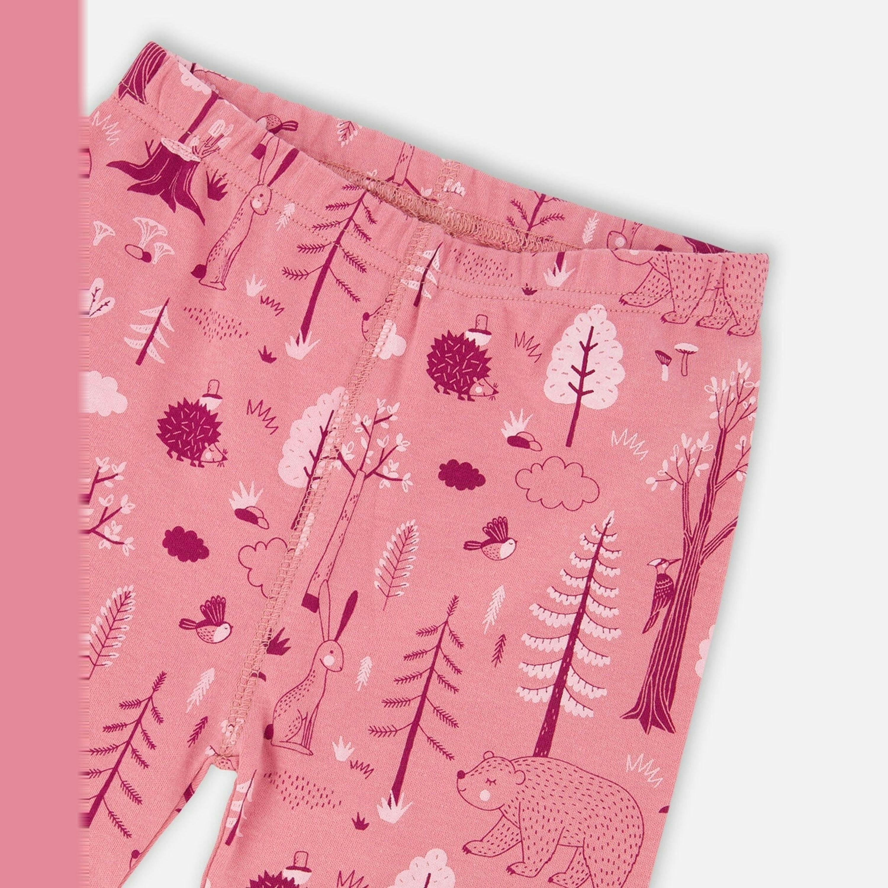 Organic Cotton Two-Piece Pajamas Pink Forest , view 5 of 6