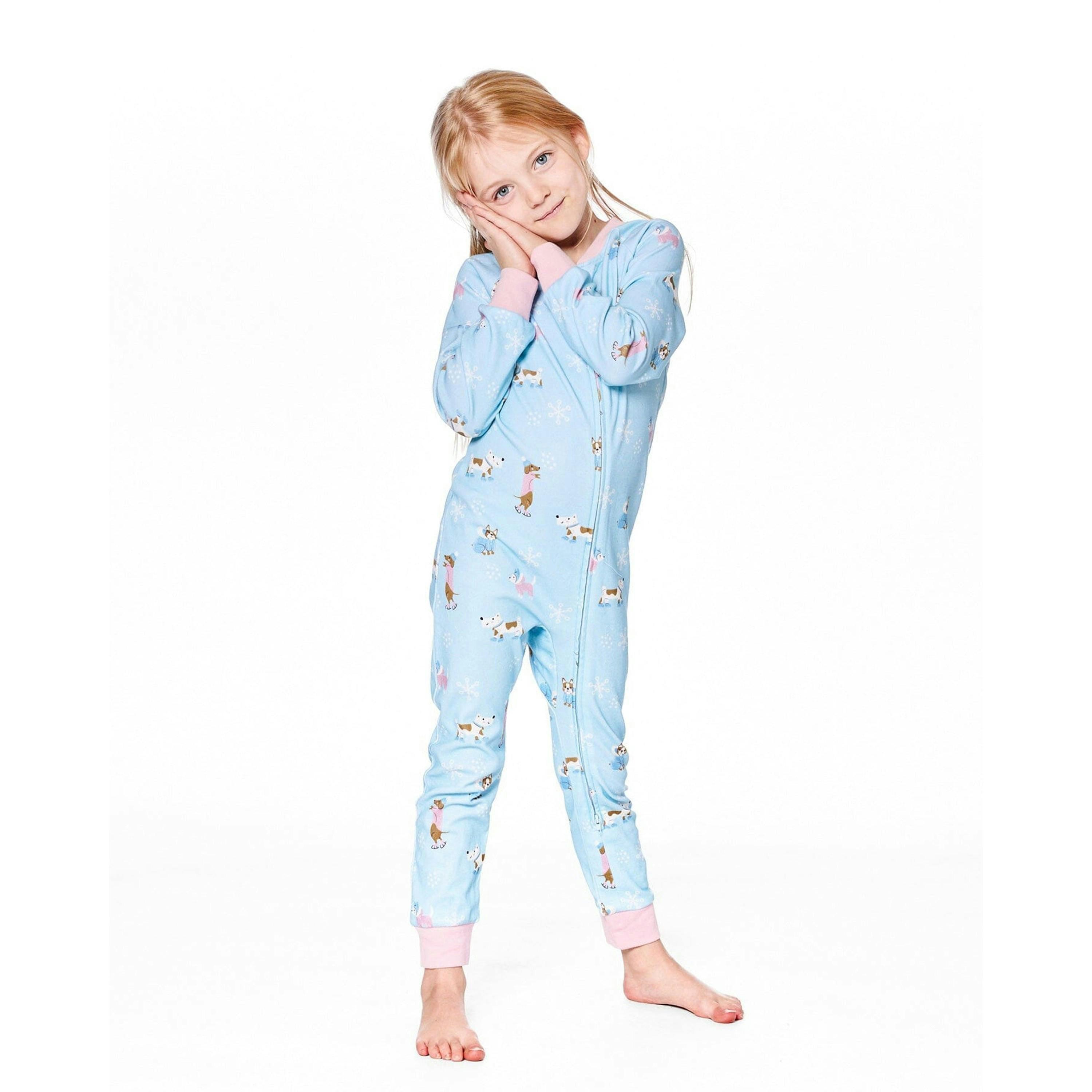 Organic Cotton Interlock One-Piece Pajama Blue Dog Print , view 2 of 5