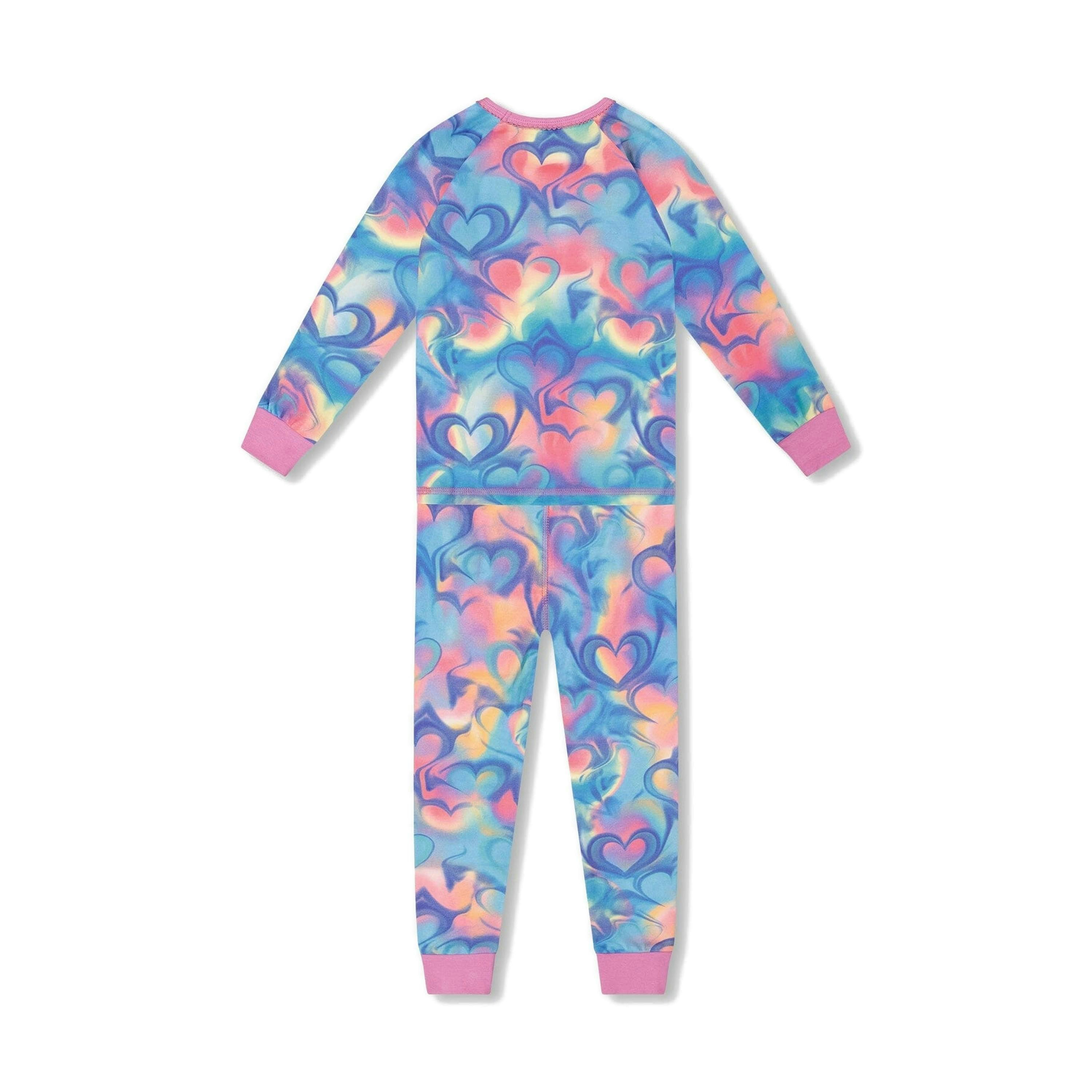 Organic Cotton Two-Piece Pajamas Rainbow Heart Print , view 3 of 6