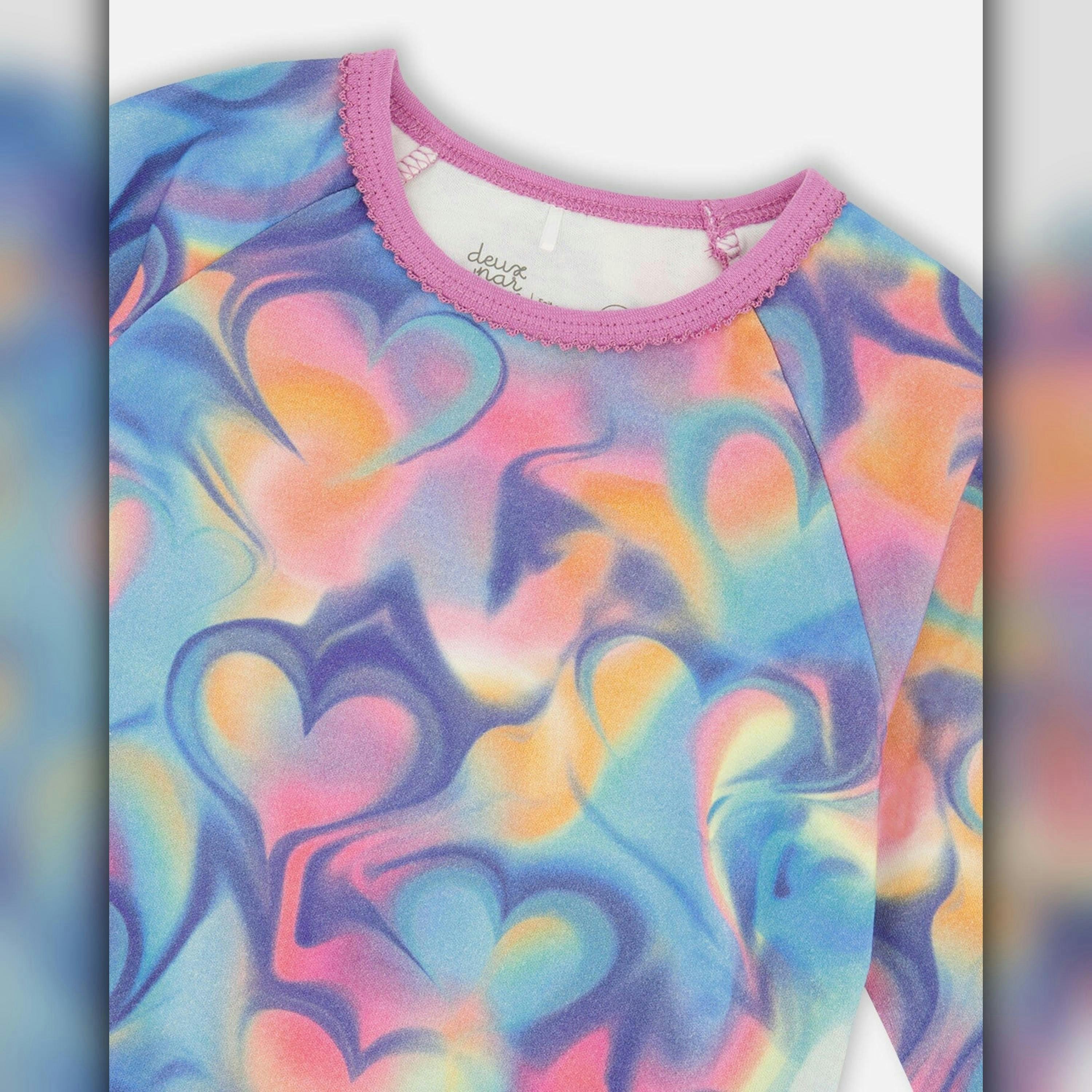 Organic Cotton Two-Piece Pajamas Rainbow Heart Print , view 4 of 6