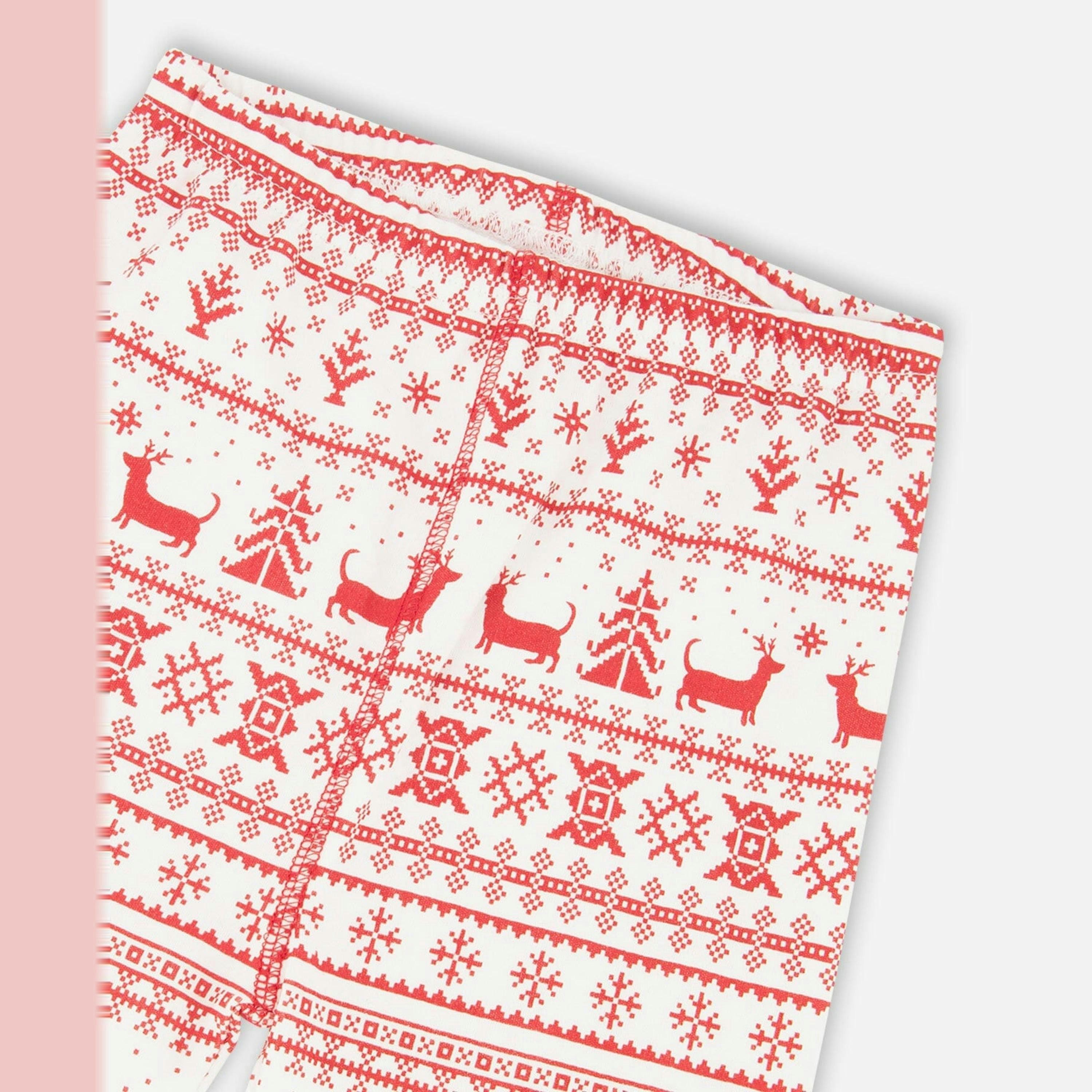 Organic Cotton Two-Piece Pajama Set Red And White Fairisle , view 5 of 6