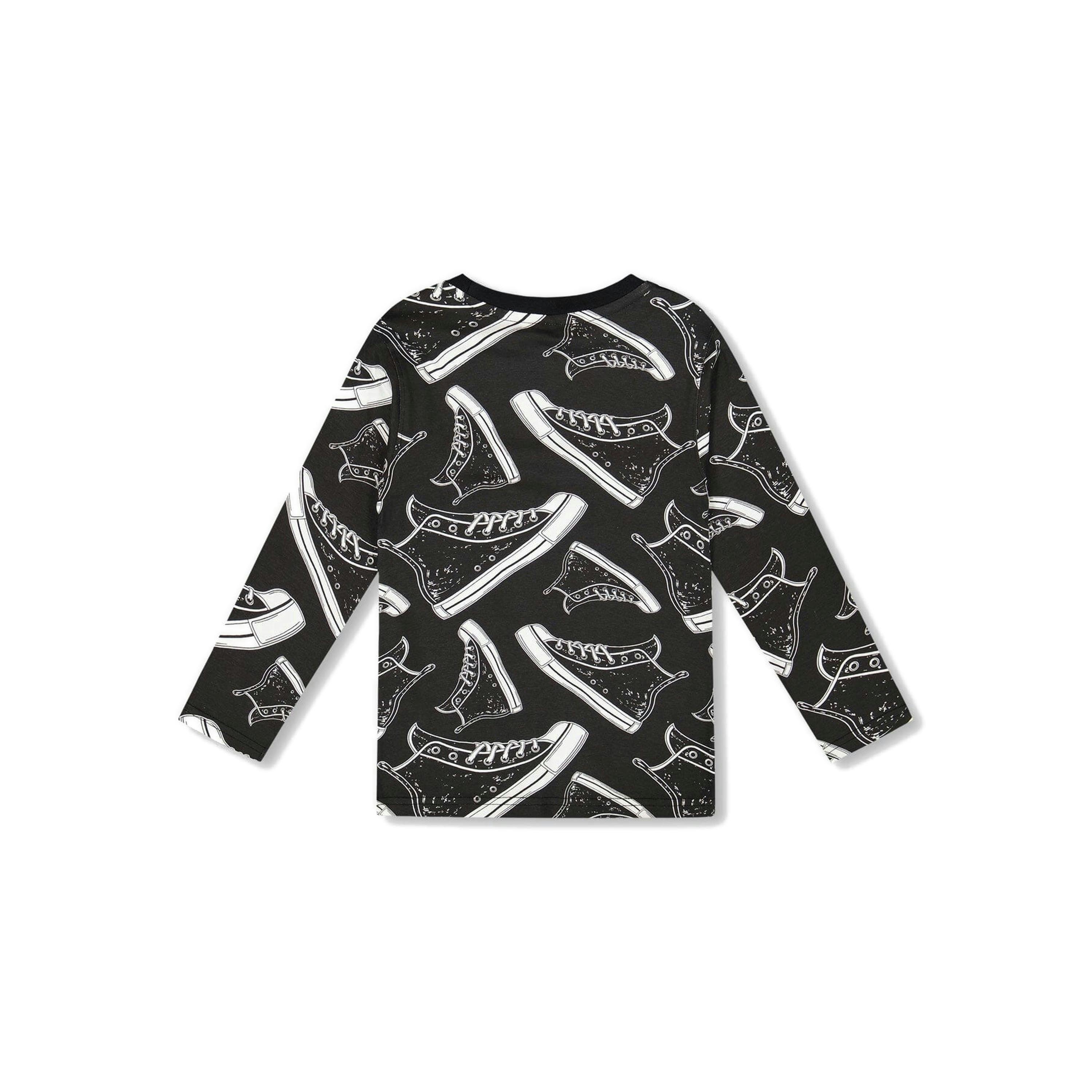 Long Sleeve Organic Cotton Allover Print Tee Black , view 3 of 5