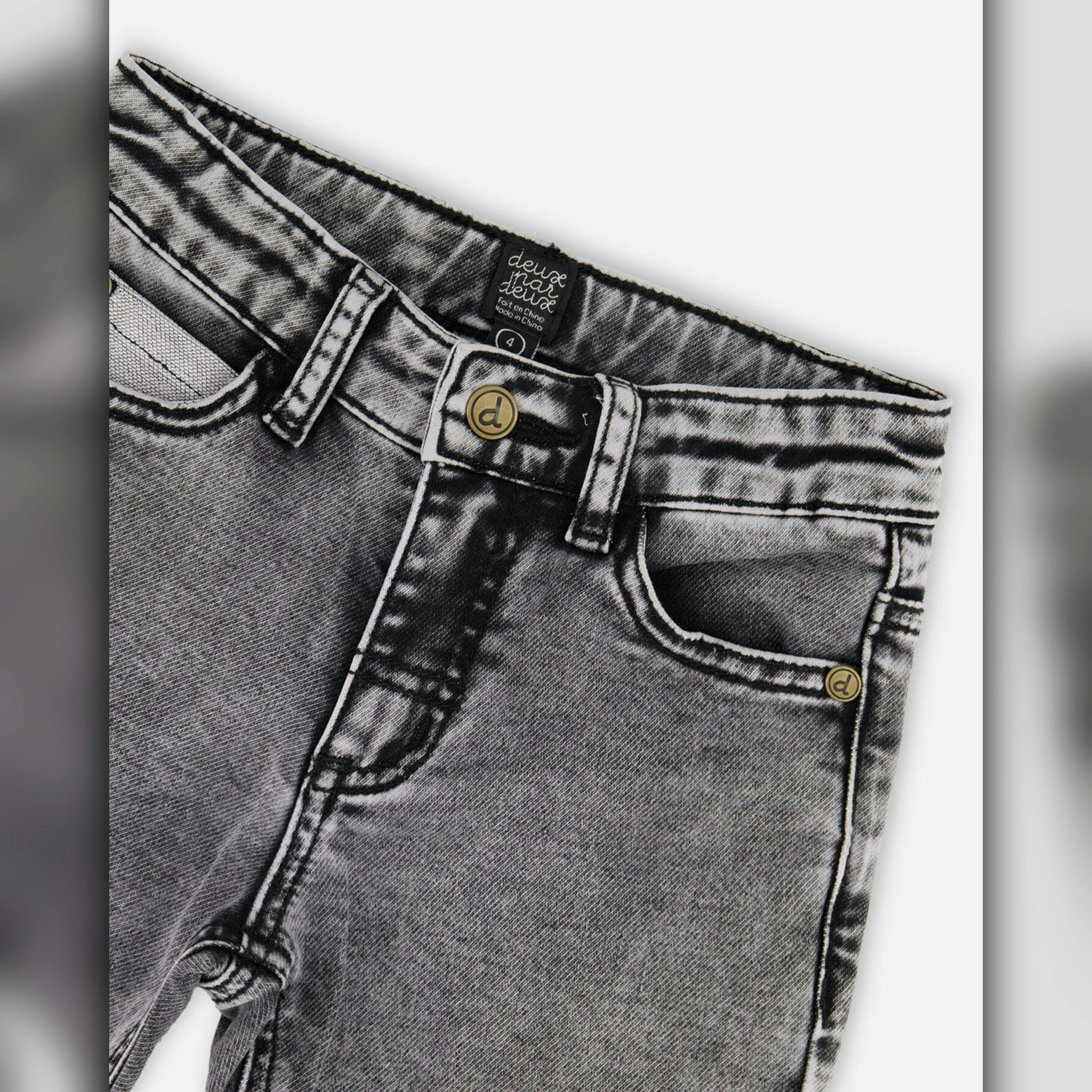French Terry Black Denim Pants With Contrasting Patch , view 5 of 6