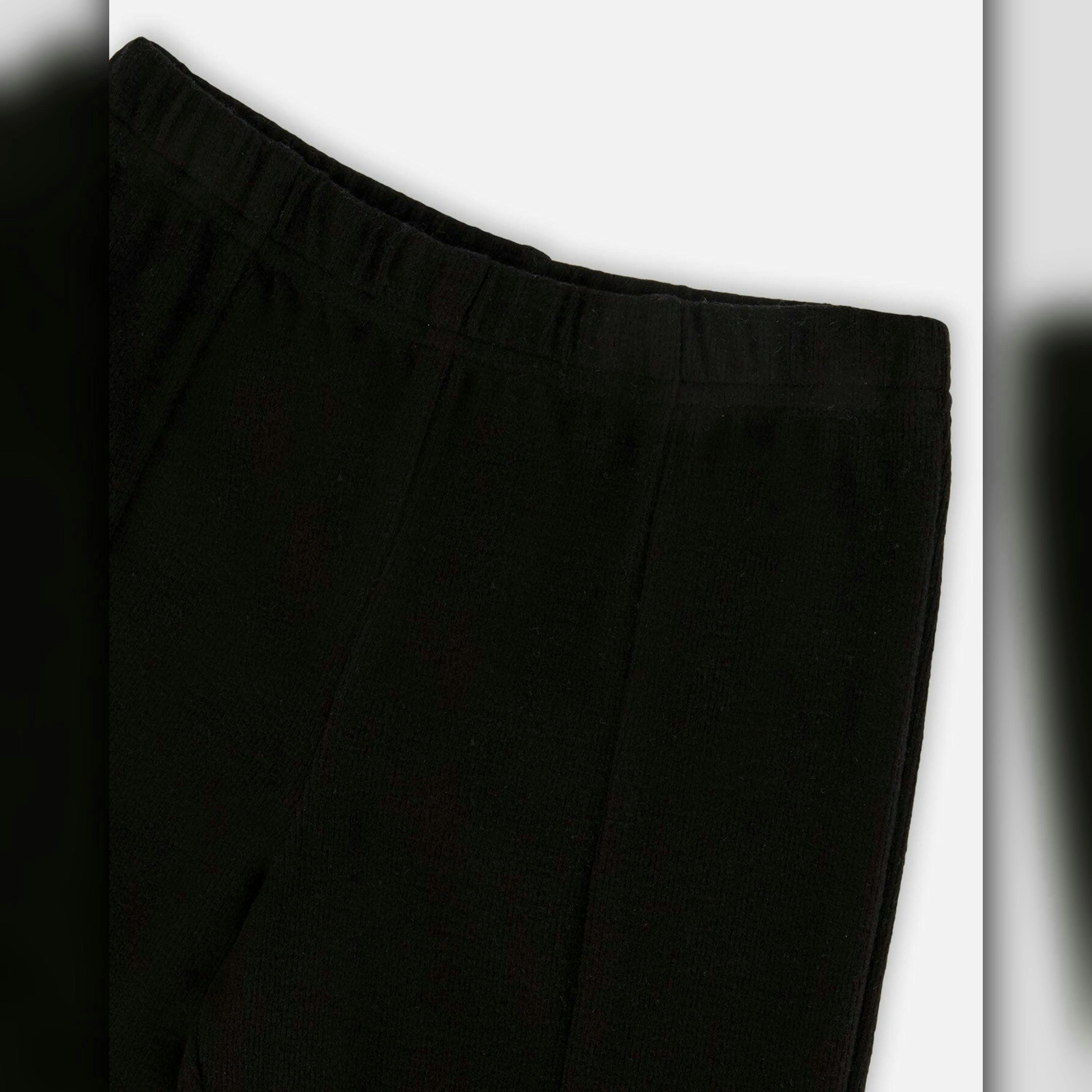Ribbed Leggings Bootleg With Slit Black , view 4 of 5