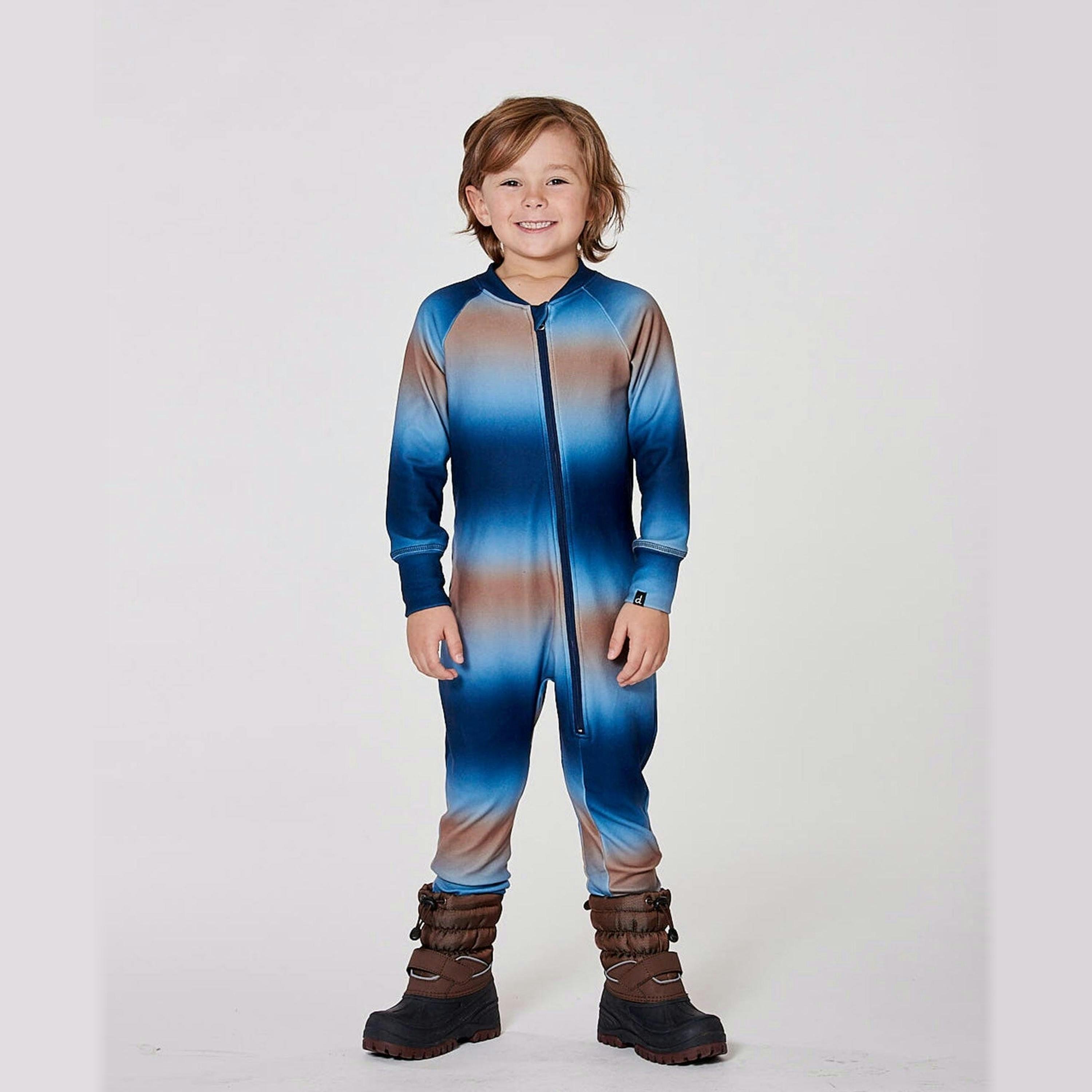 One-Piece Thermal Underwear Blue And Beige Gradient , view 2 of 5