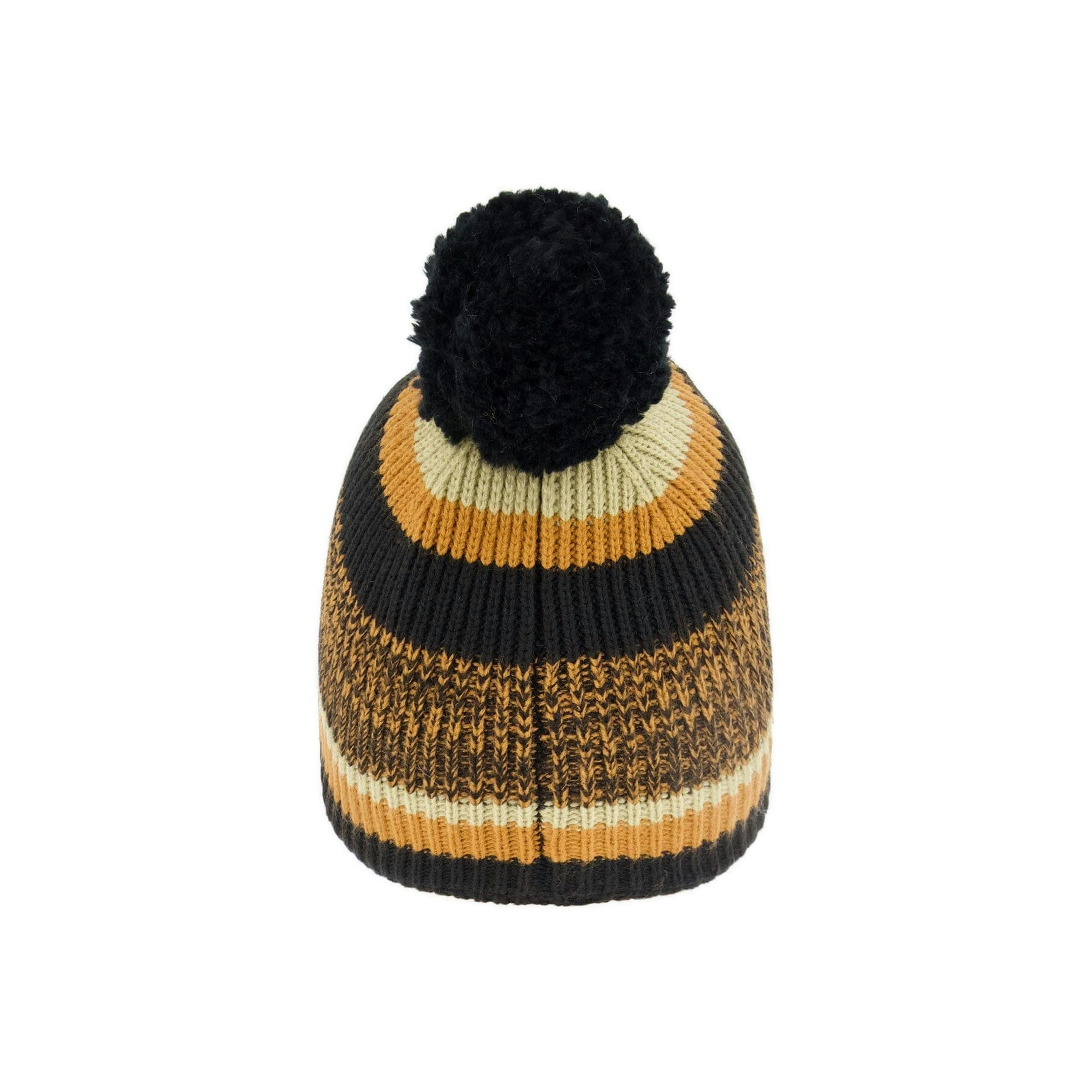 Lined Knit Pompom Hat Black And Brown , view 3 of 5