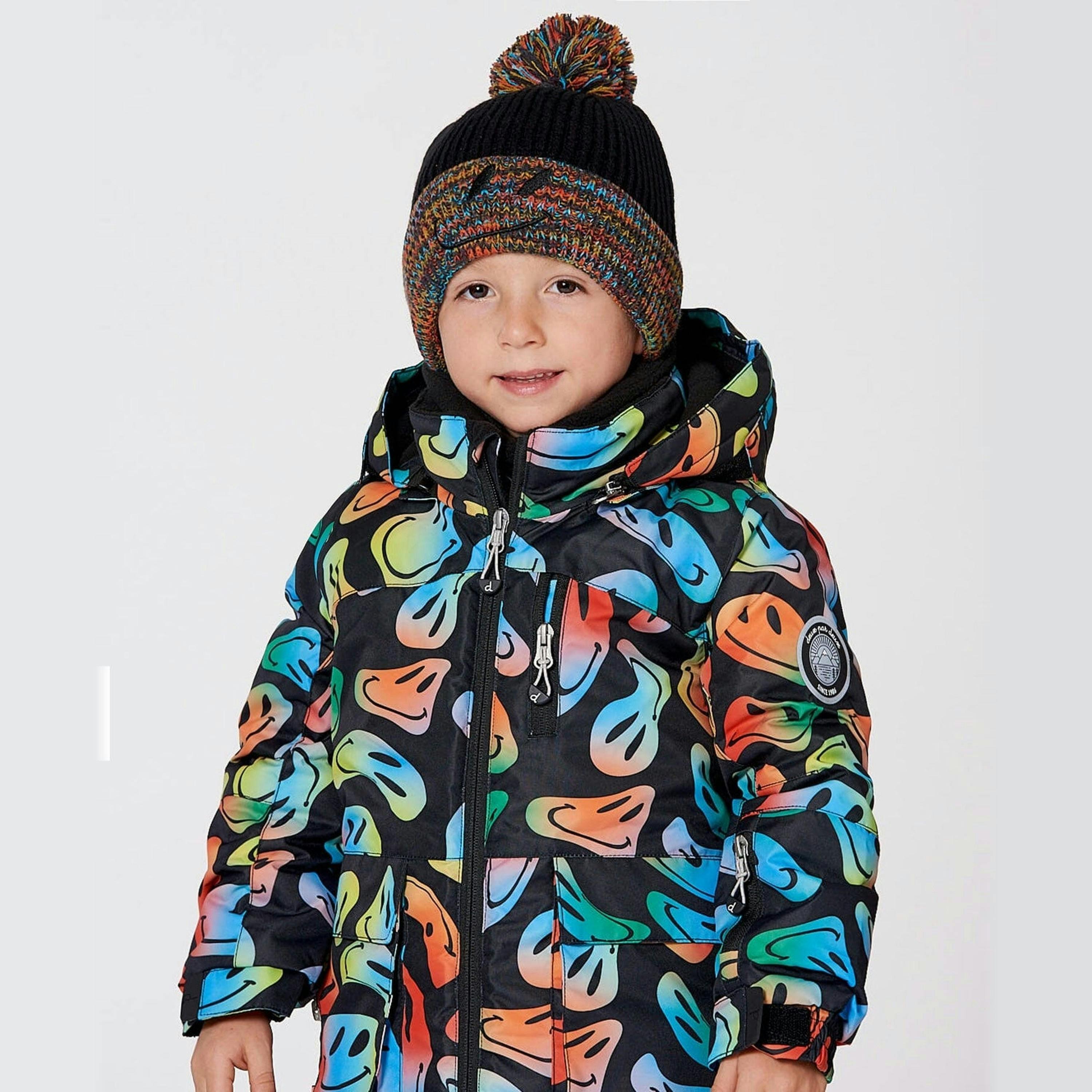 Lined Knit Winter Hat With Pompom Black And Multicolor , view 3 of 6