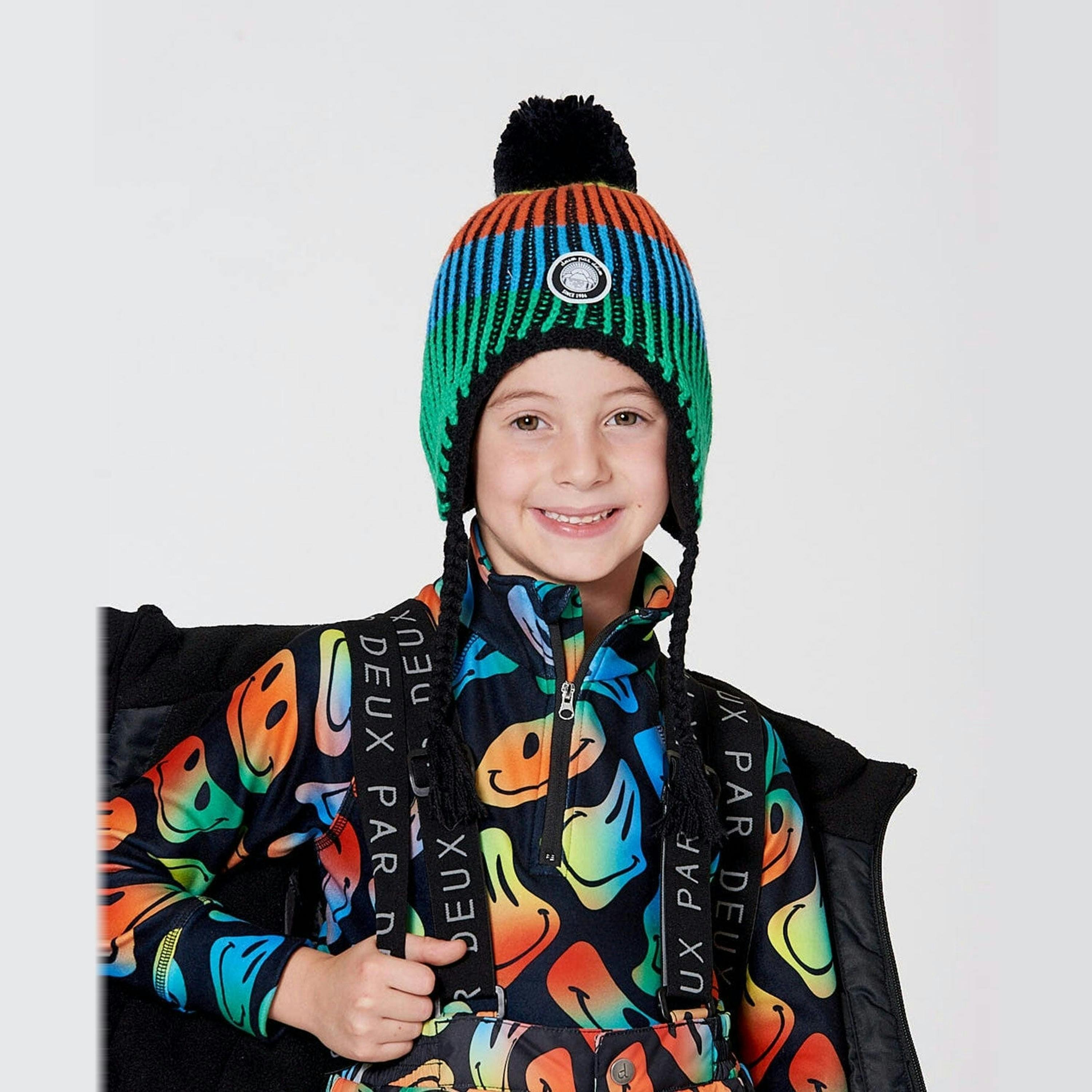 Lined Peruvian Knit Winter Hat With Pompom Multicolor , view 2 of 5