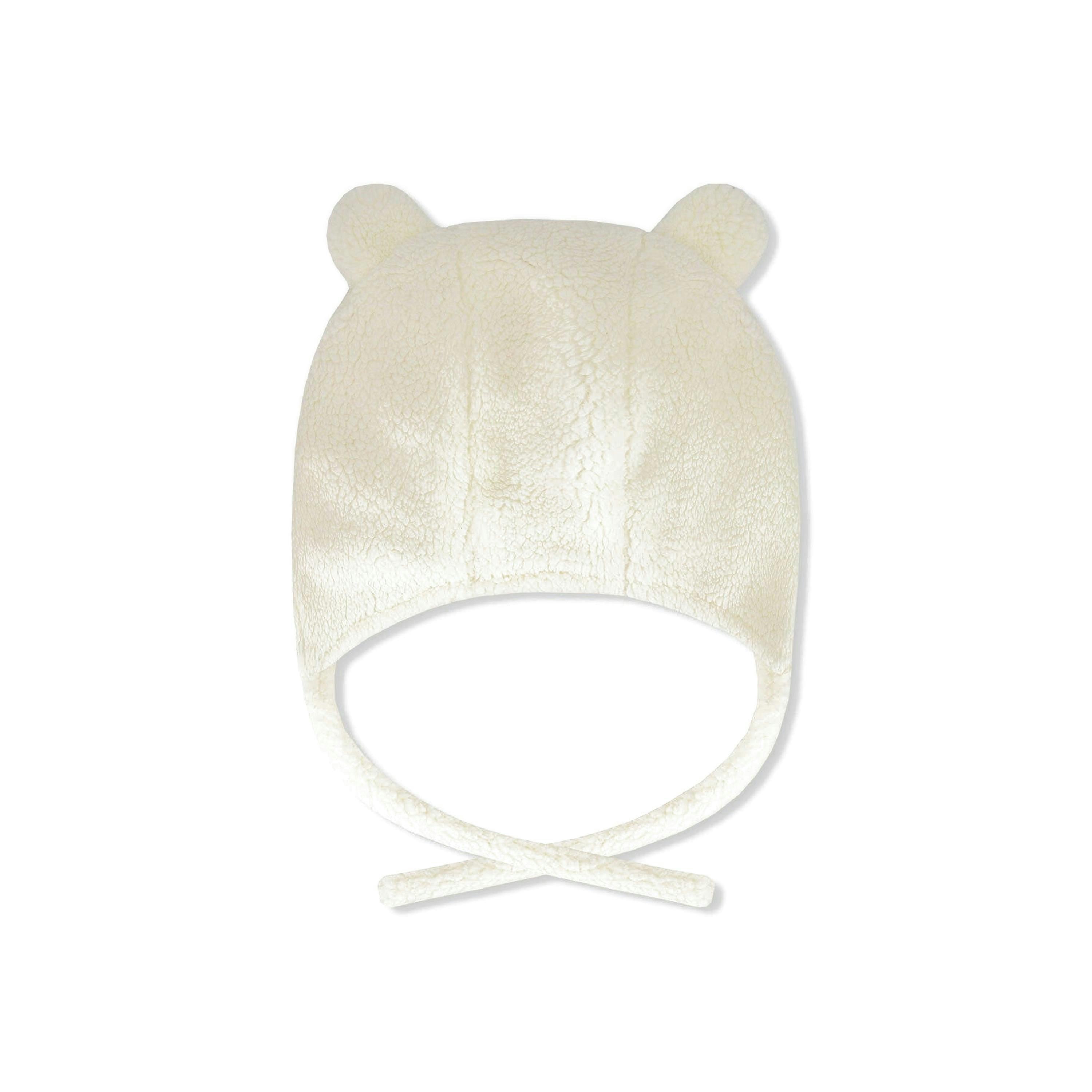 Lined Baby Sherpa Hat With Ear Flaps Off-White , view 2 of 4