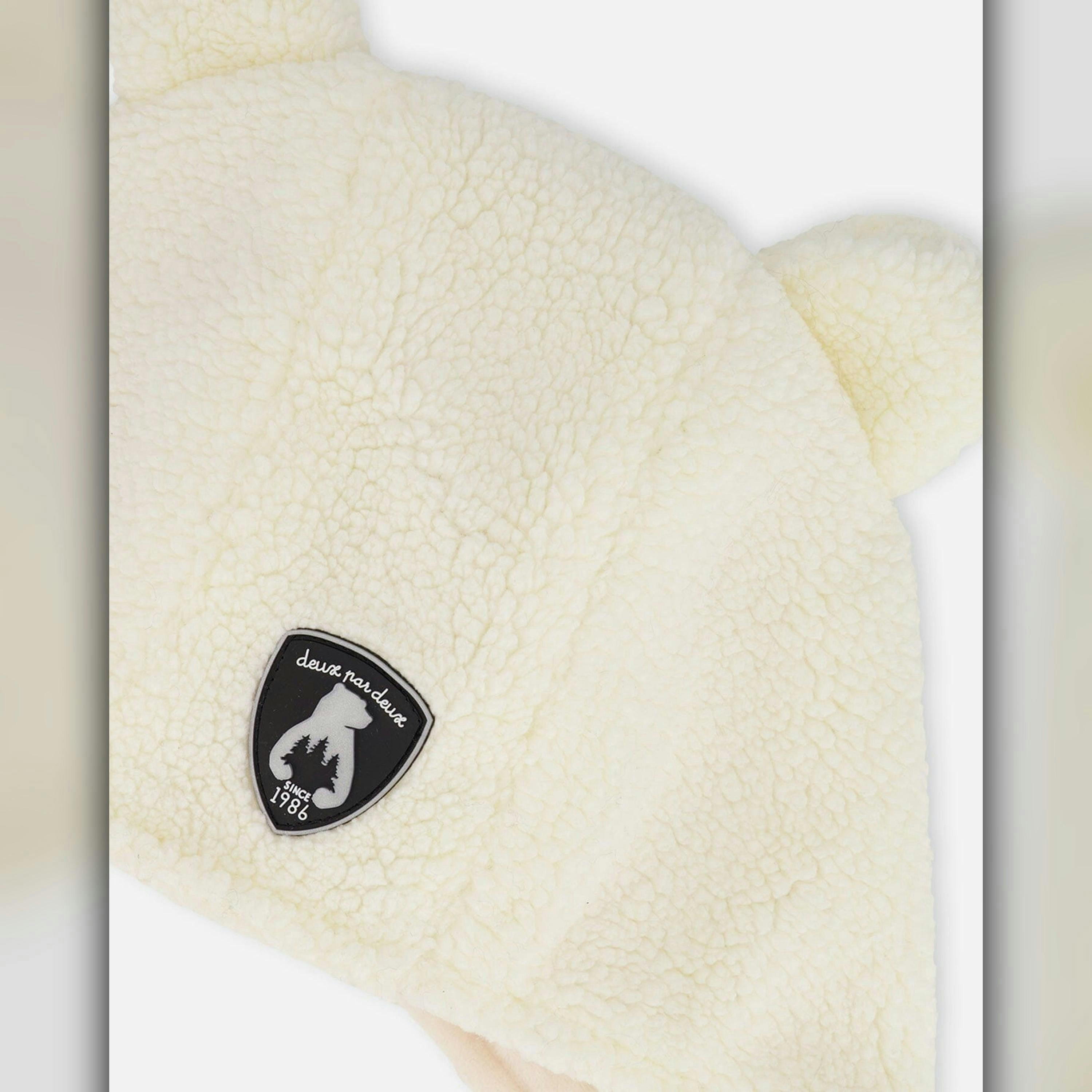 Lined Baby Sherpa Hat With Ear Flaps Off-White , view 3 of 4