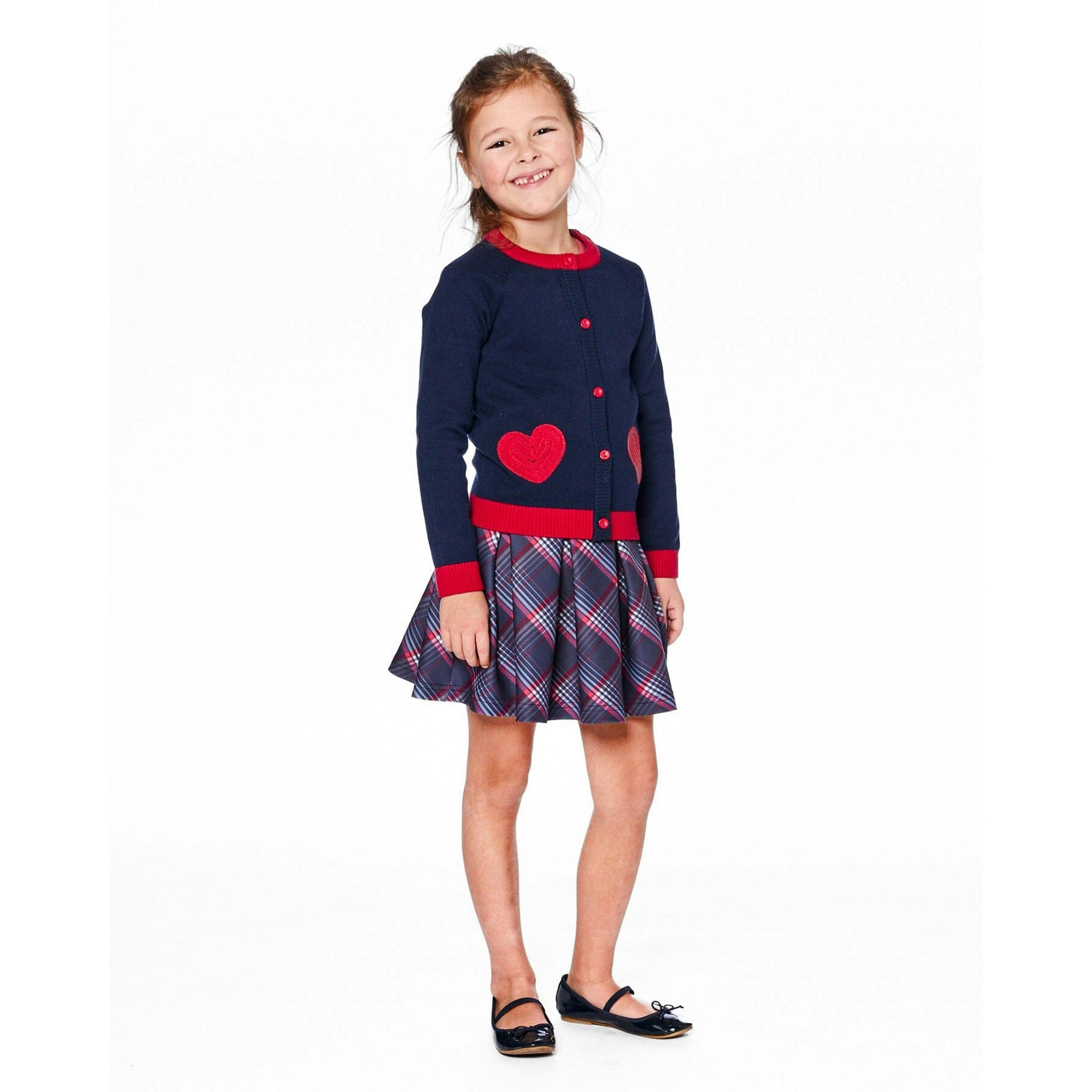 Pleated Milano Skirt Red And Navy Plaid , view 2 of 5