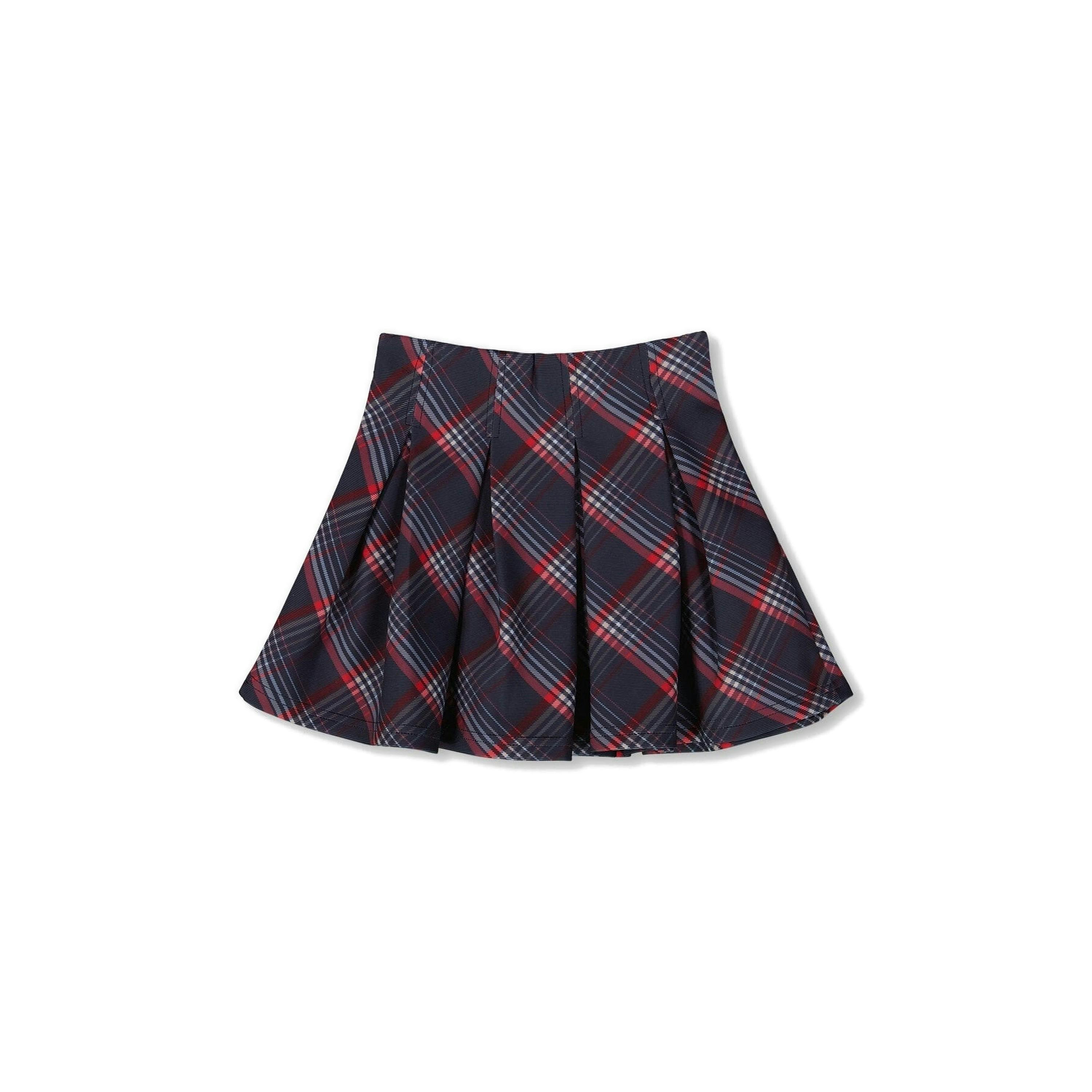 Pleated Milano Skirt Red And Navy Plaid , view 3 of 5