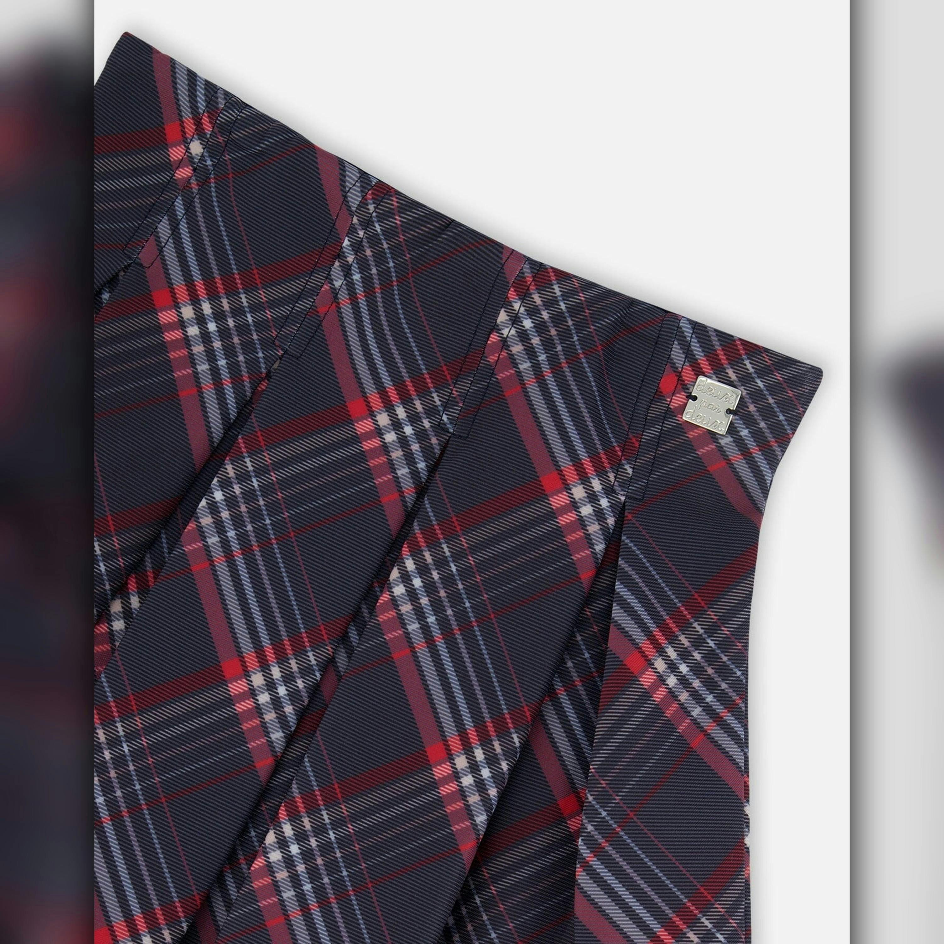 Pleated Milano Skirt Red And Navy Plaid , view 4 of 5