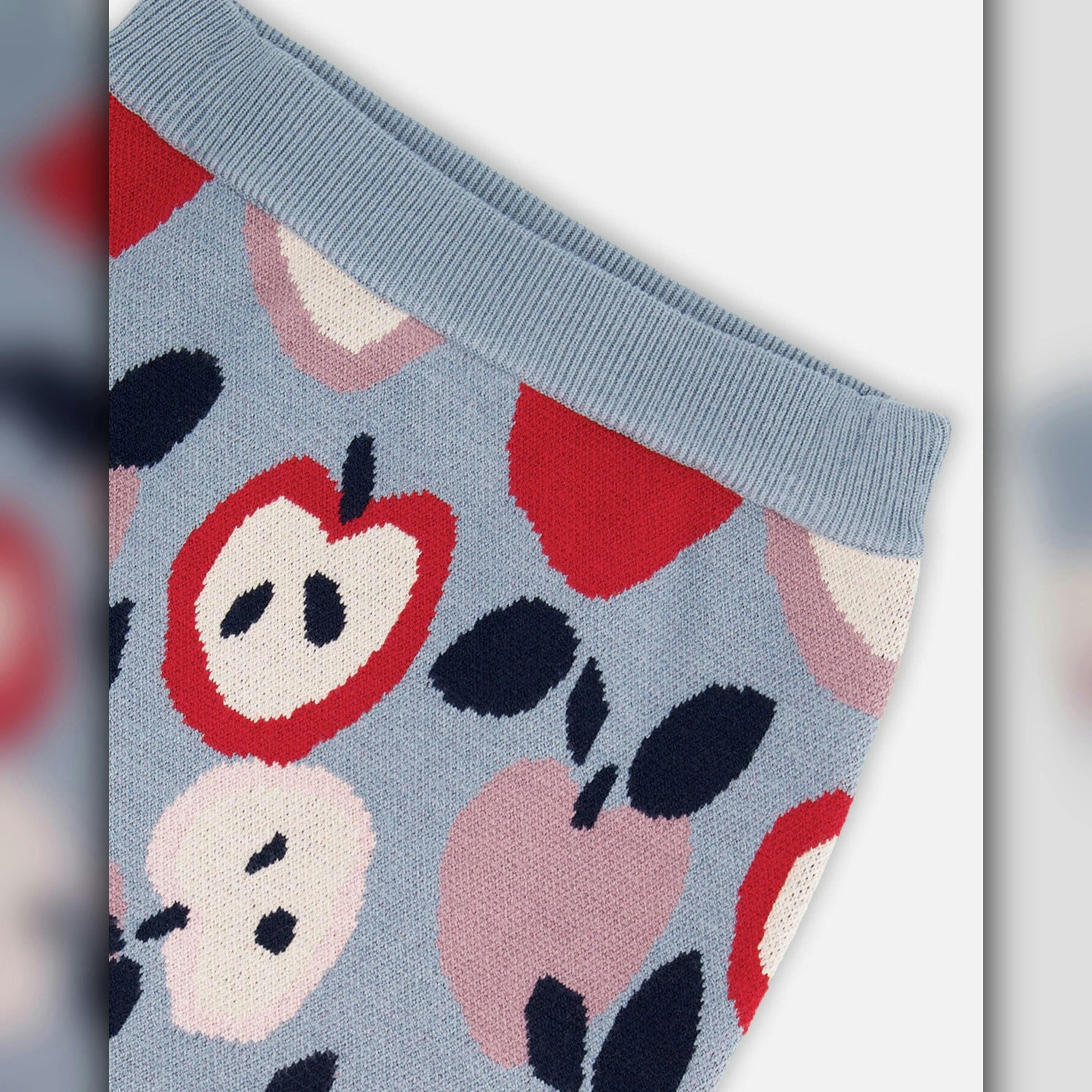 Knit Skirt Blue And Red With Apple Heart Jacquard , view 4 of 5