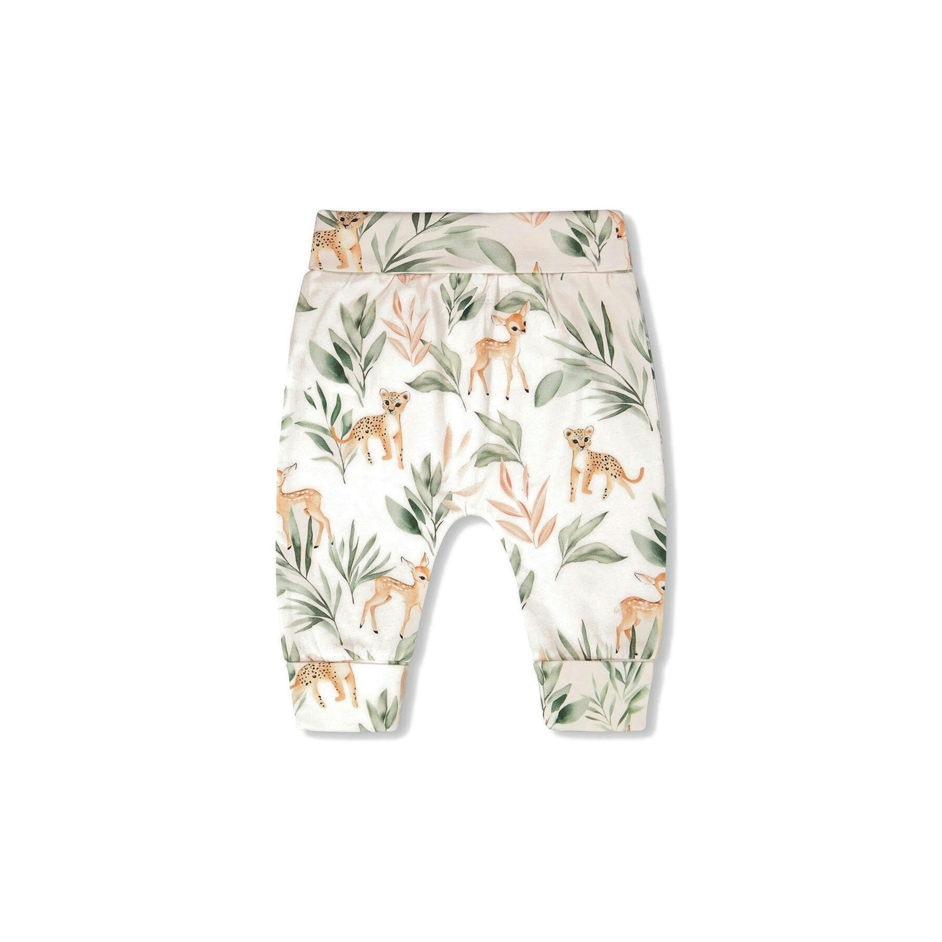 Organic Cotton Jersey Evolutive Pants Peach Deer Print , view 2 of 3